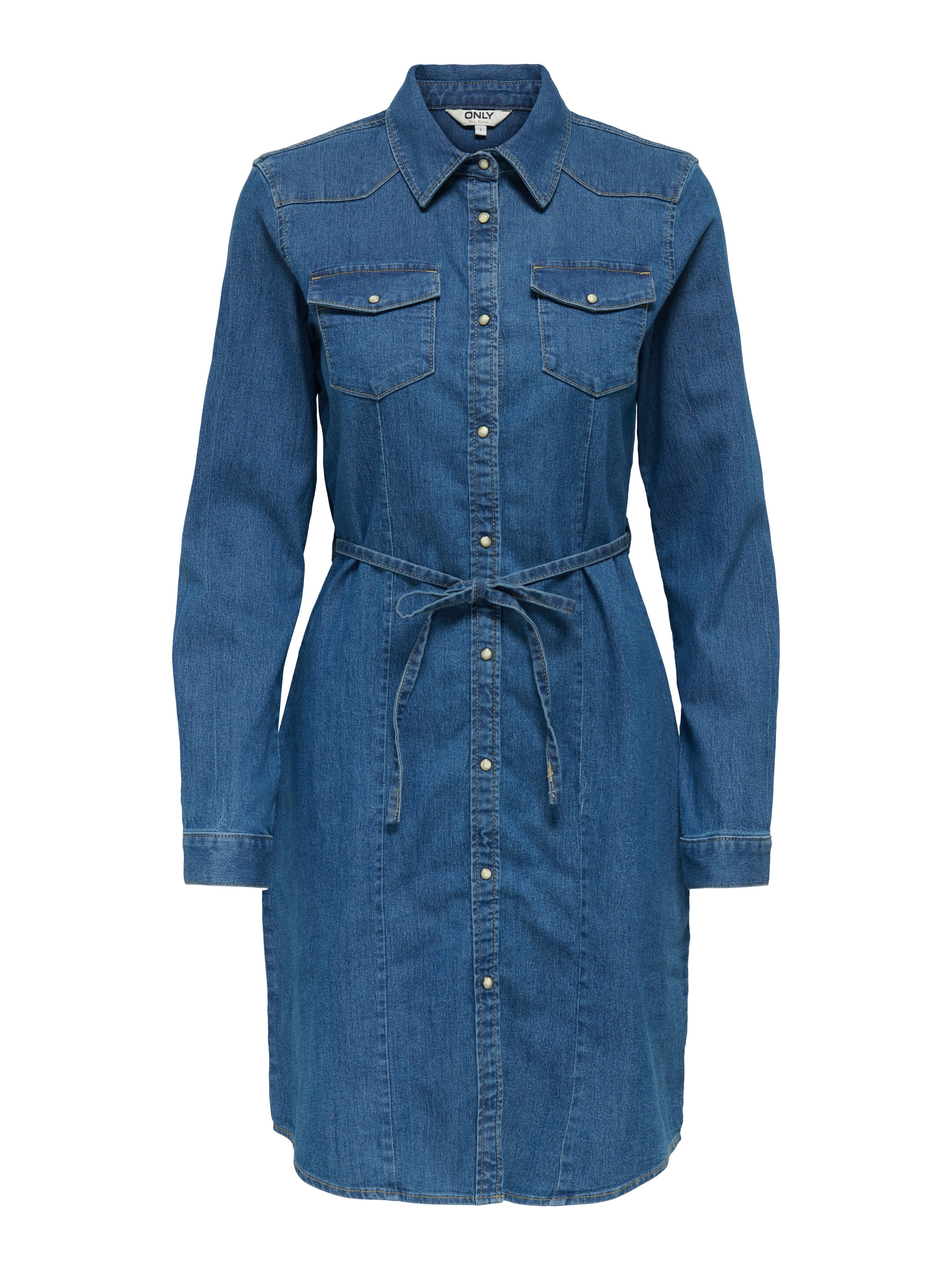 ONLY Jeanskleid »ONLSASIA L/S STRETCH DNM DRESS AKM« Brusttaschen