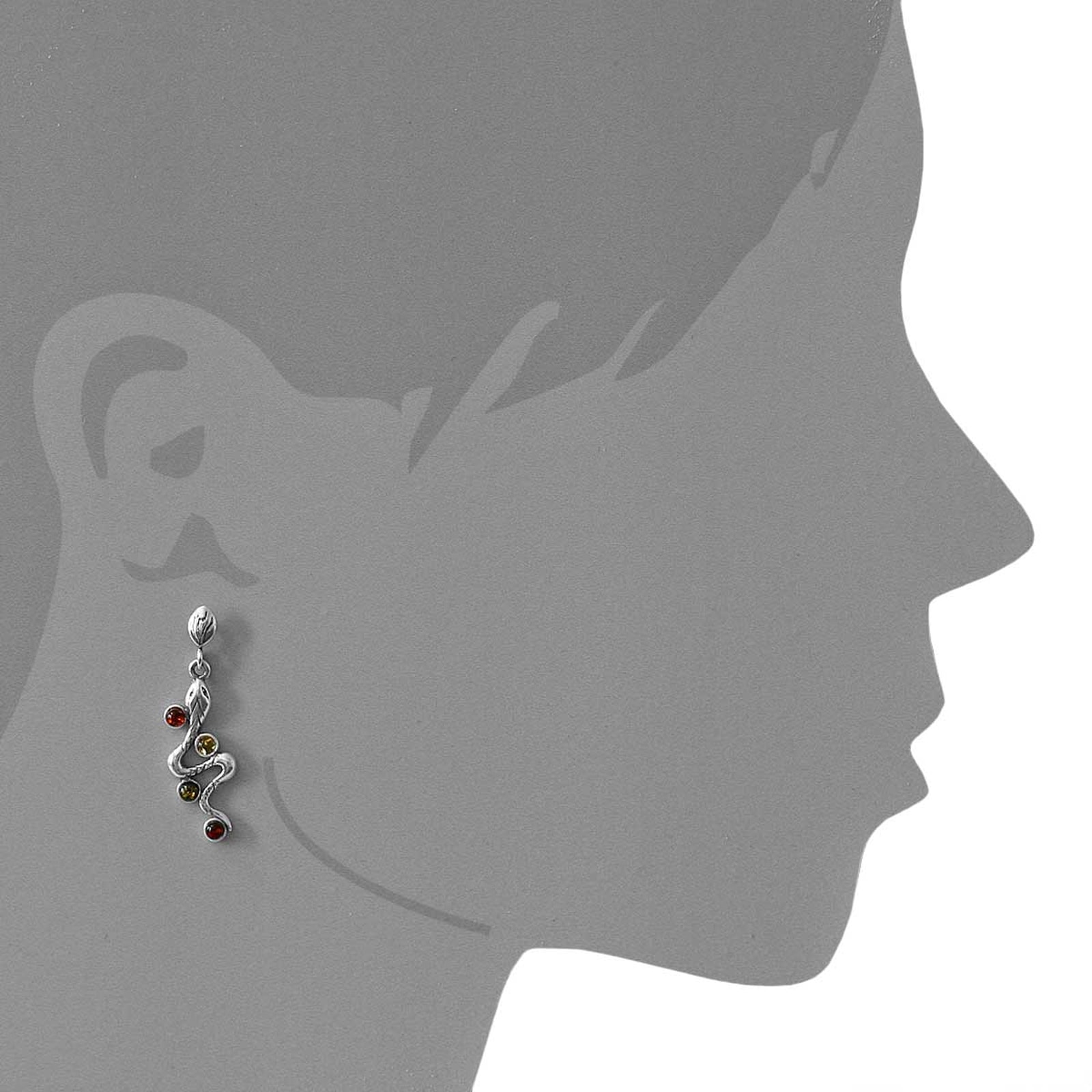 OSTSEE-SCHMUCK Paar Ohrhänger »- Schlange - Silber 925/000 - Bernstein«