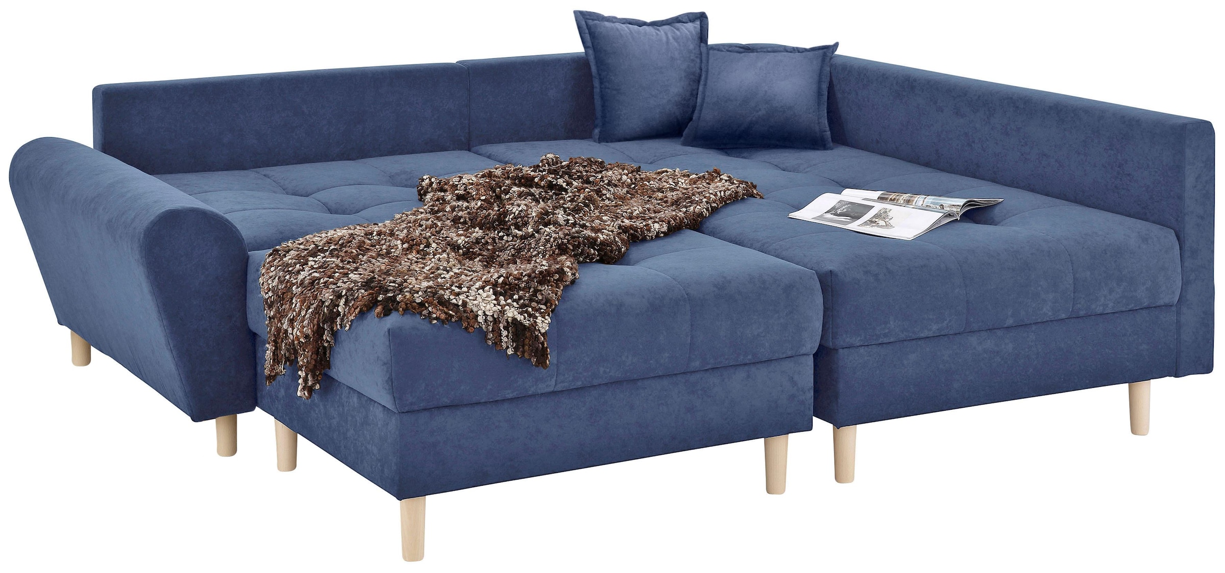 Home affaire Ecksofa »Rice L-Form«, (Set, mit Hocker), mit Bonnellfederkern, Hocker & Kissen, Ottomane beidseitig montierbar