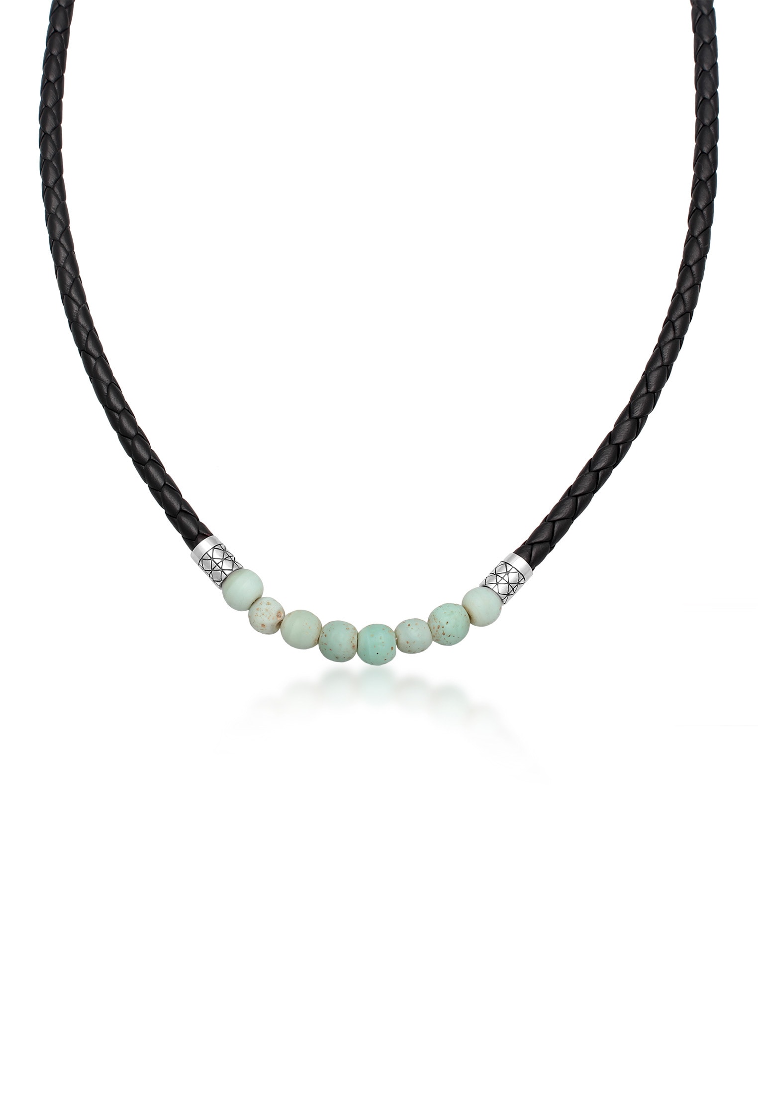 Kuzzoi Lederband »Halskette Lederkette Glas Beads 925 Silber«
