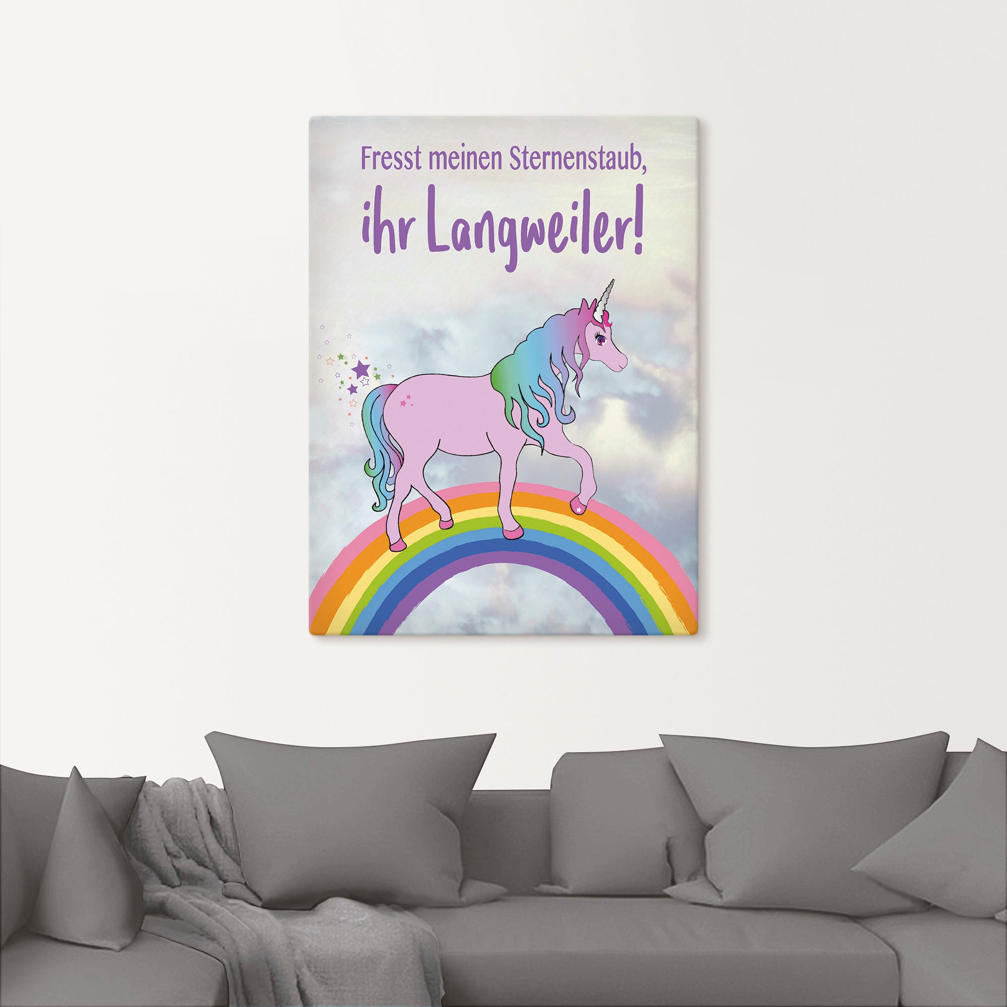 Artland Leinwandbild »Einhorn fresst meinen Sternenstaub«, Animal Fantasy, (1 St.), auf Keilrahmen gespannt