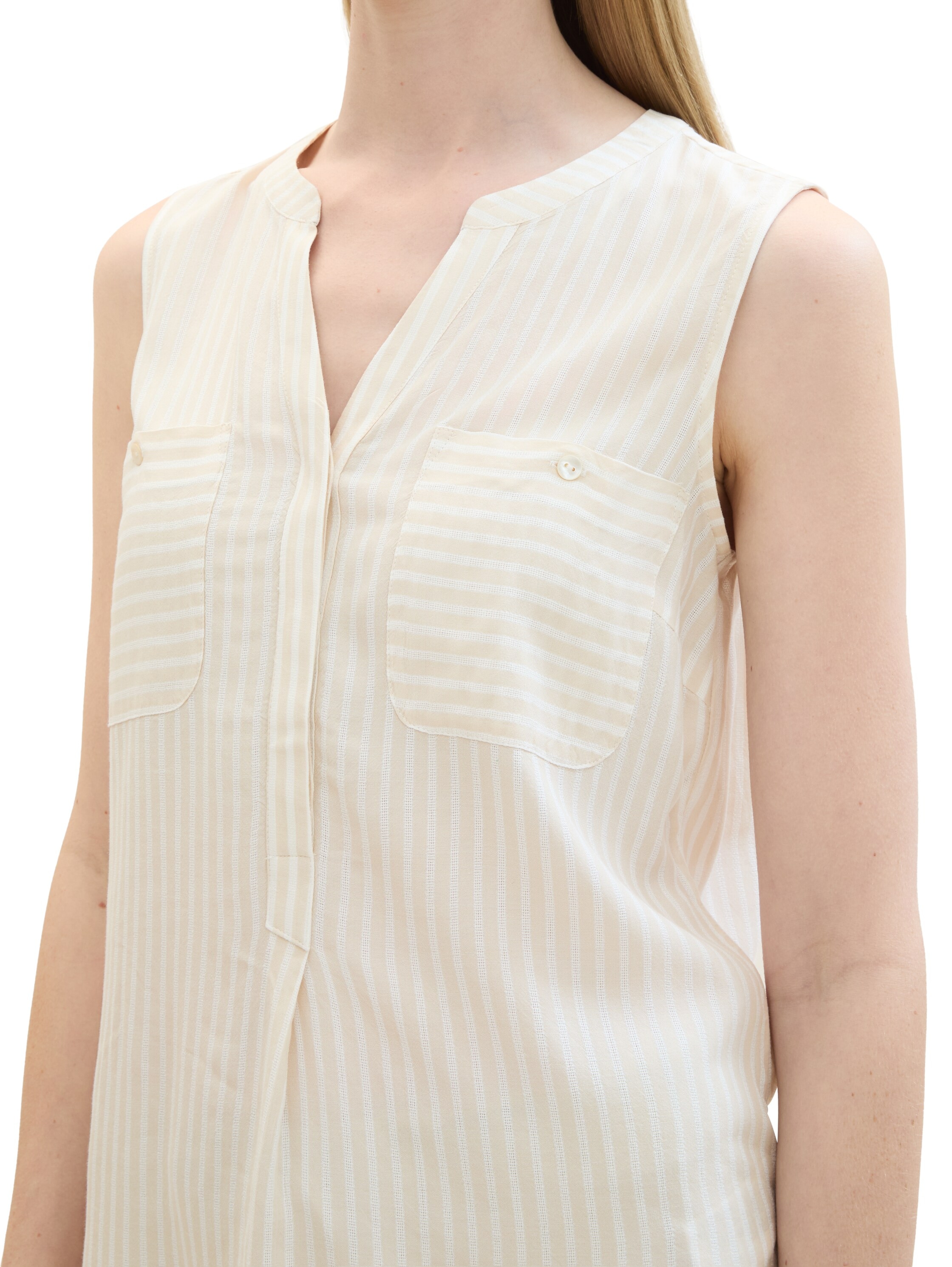TOM TAILOR Blusenshirt, gestreift mit aufgesetzten Brusttaschen