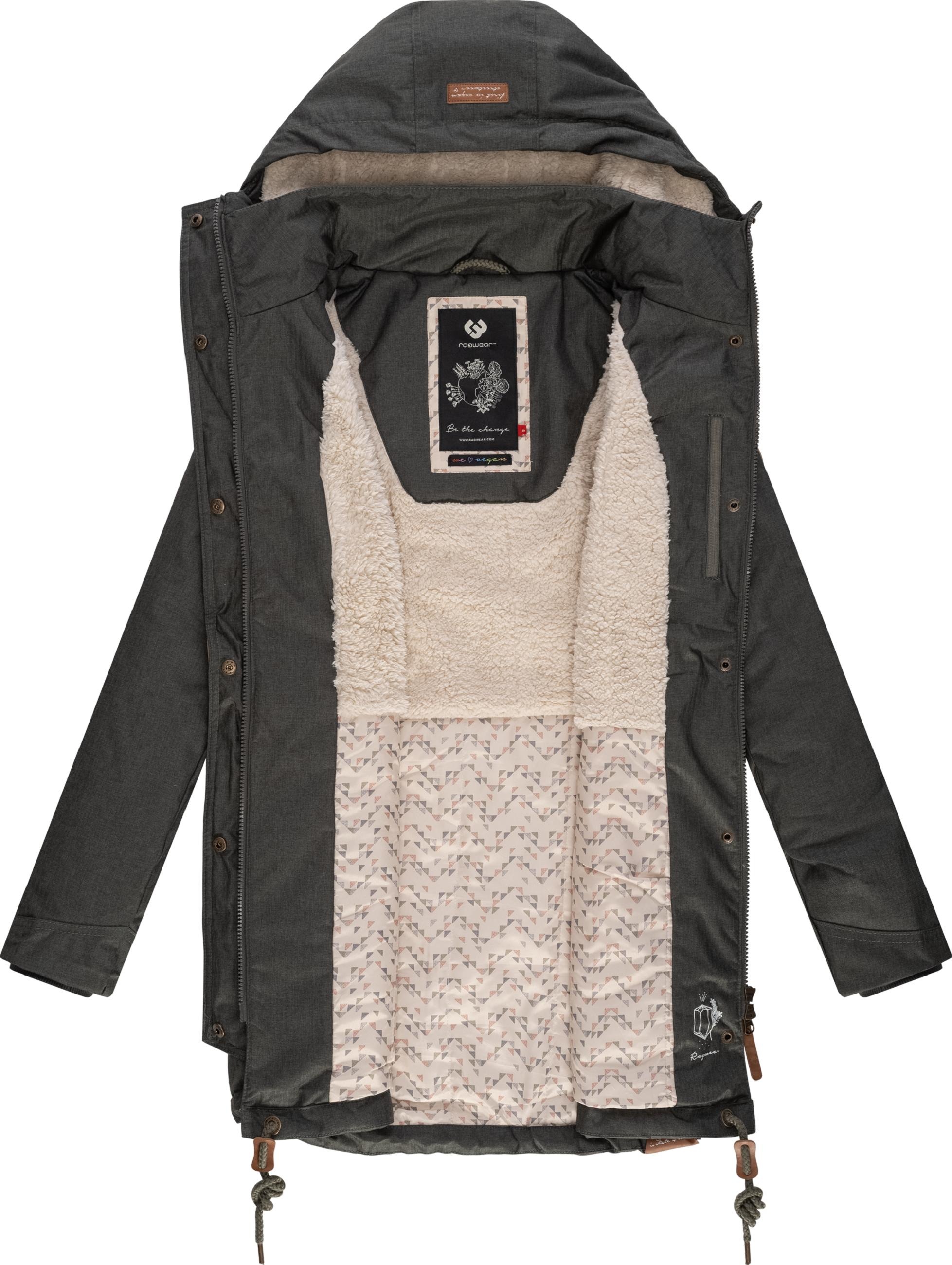 Ragwear Wintermantel »Winterjacke Tunned«, stylischer Winterparka mit Teddyfell Innenfutter