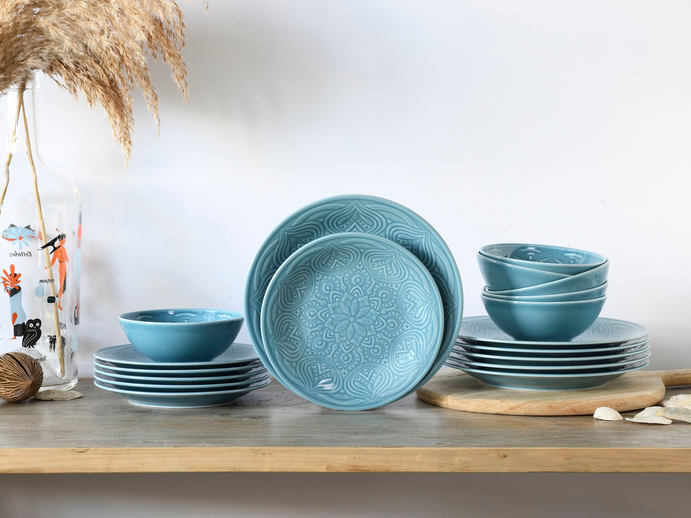 CreaTable Teller-Set »Orient Mandala«, (Set, 18 tlg.), Speiseteller, Dessertteller und Schalen im Set