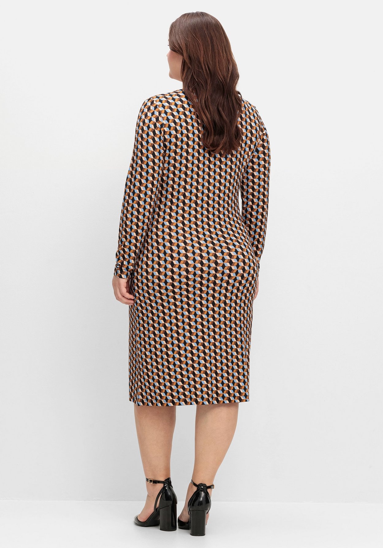 Sheego Jerseykleid »Jerseykleid in Wickeloptik, mit Grafikprint«