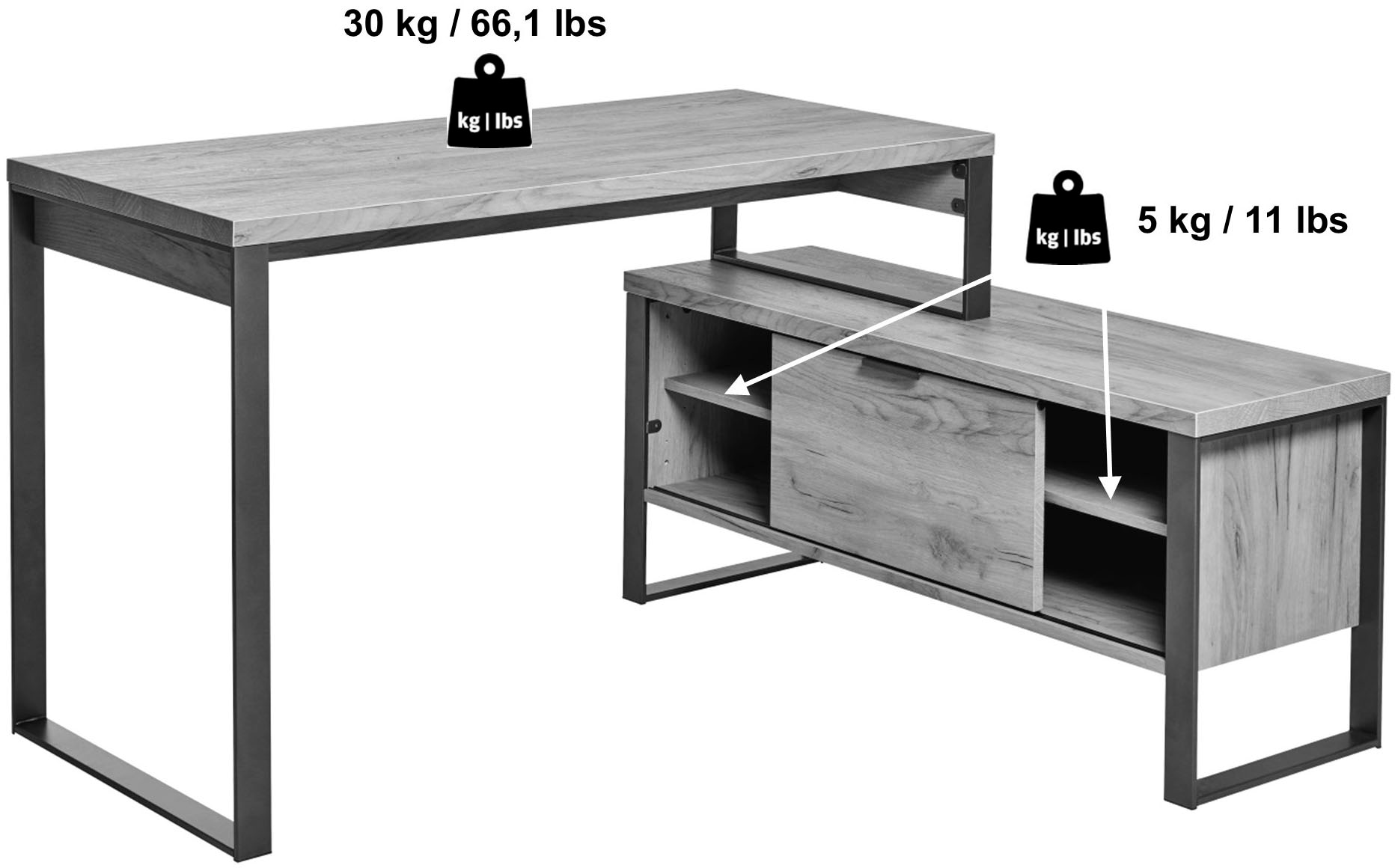 Jahnke Eckschreibtisch »LOOP«, wechselseitig montierbar