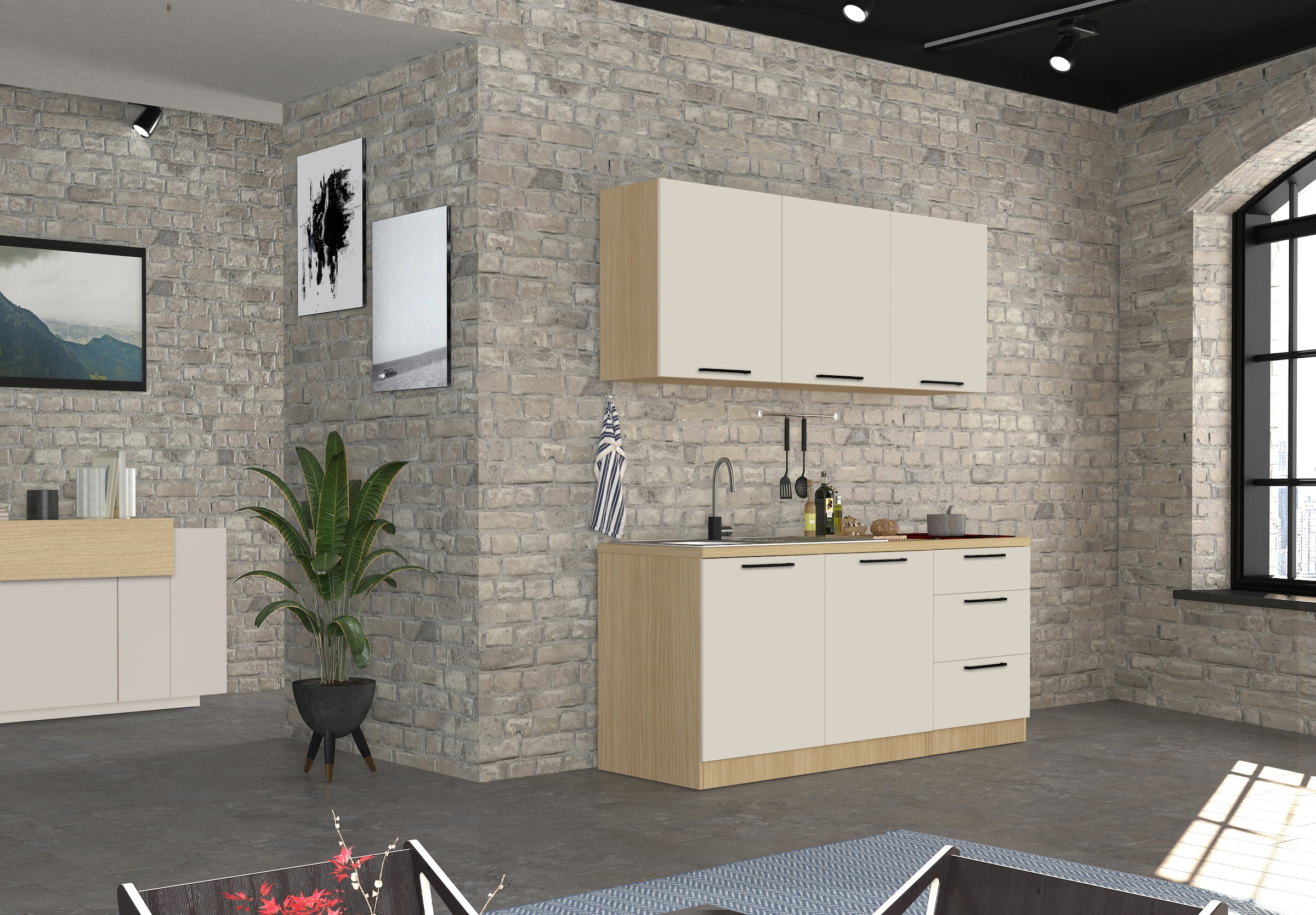 KOCHSTATION Spülenschrank »Luna, Unterschrank für Spüle, Küchenspülenschrank, Made in  Italy« B/T/H: 120×60×85 cm, inklusive Einbauspüle und Siphon