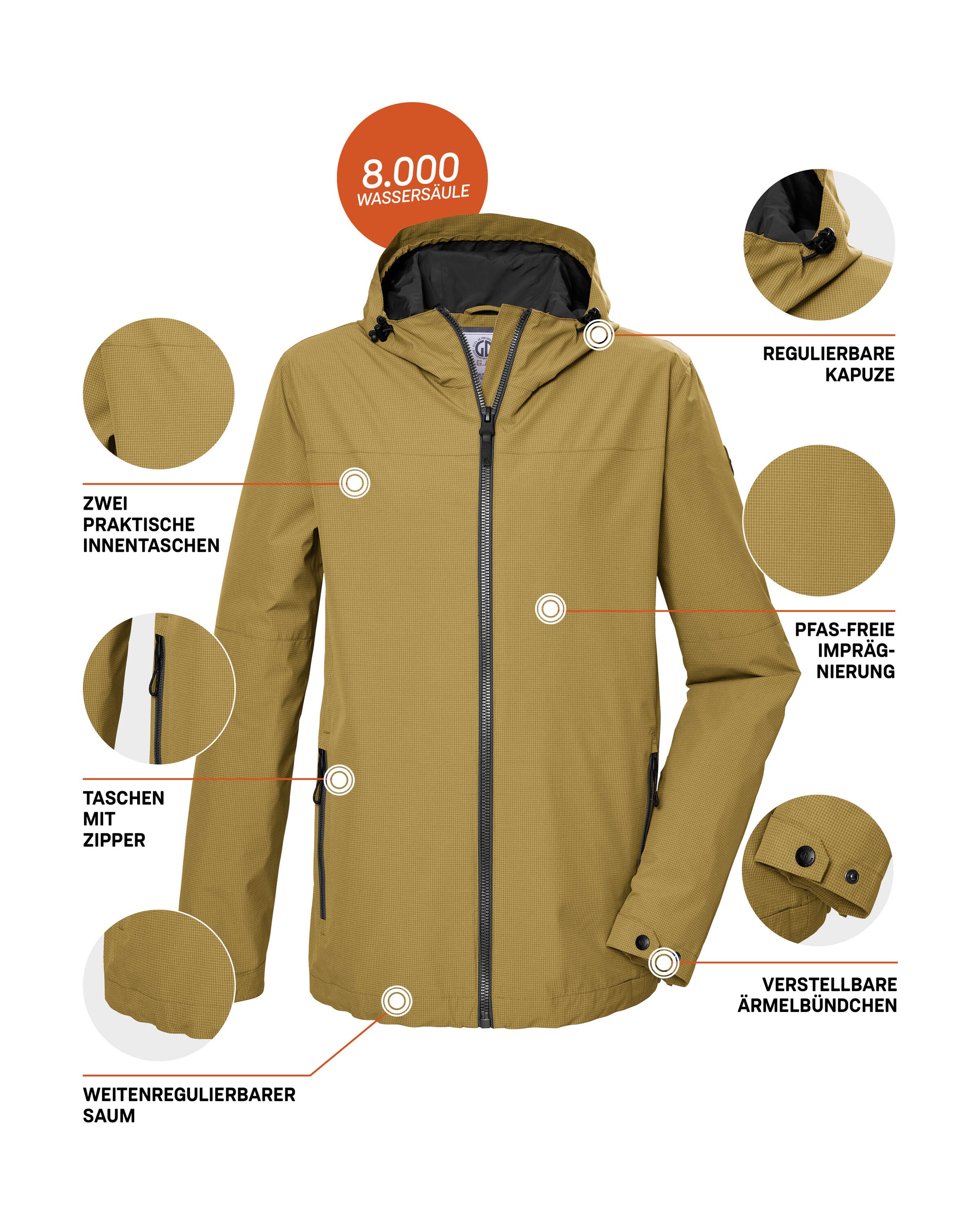 G.I.G.A. DX by killtec Funktionsjacke »GS 80 MN JCKT«, Herrenjacke wasserdicht 8.000 mm, Kapuze, verstellbar