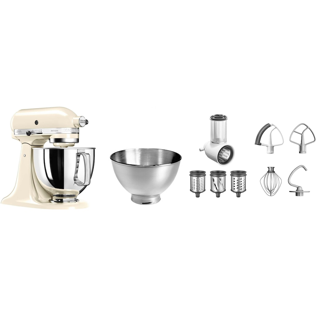 KitchenAid Küchenmaschine »5KSM175PSEAC+5KSMVSA ALMOND CREAM«, mit Gratis Gemüseschneider und 3 Trommeln (Wert ca. 129,-€ UVP)