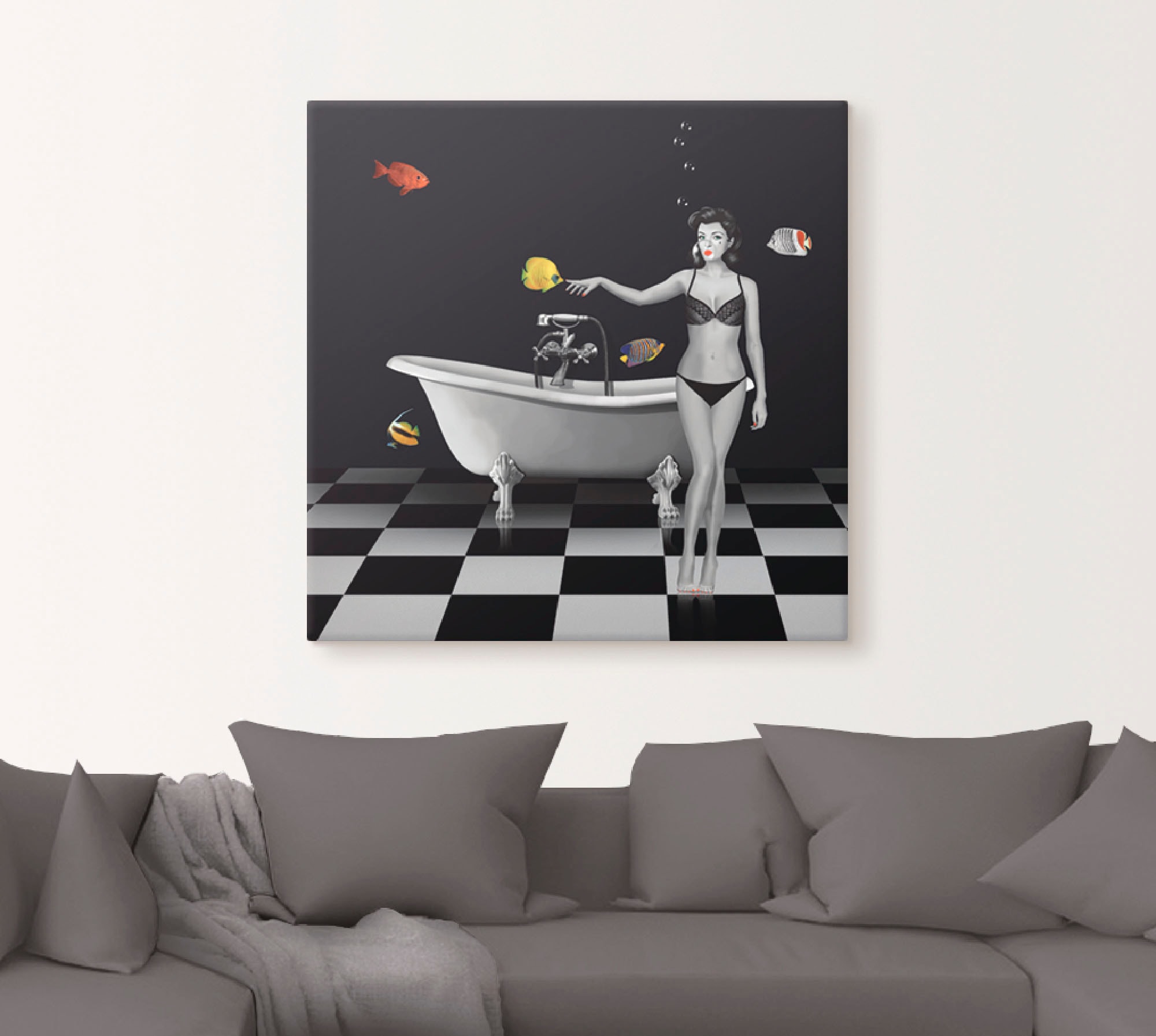 Artland Wandbild »Ein Badezimmer für Fische«, Frau, (1 St.), als Alubild, Outdoorbild, Leinwandbild in verschied. Größen