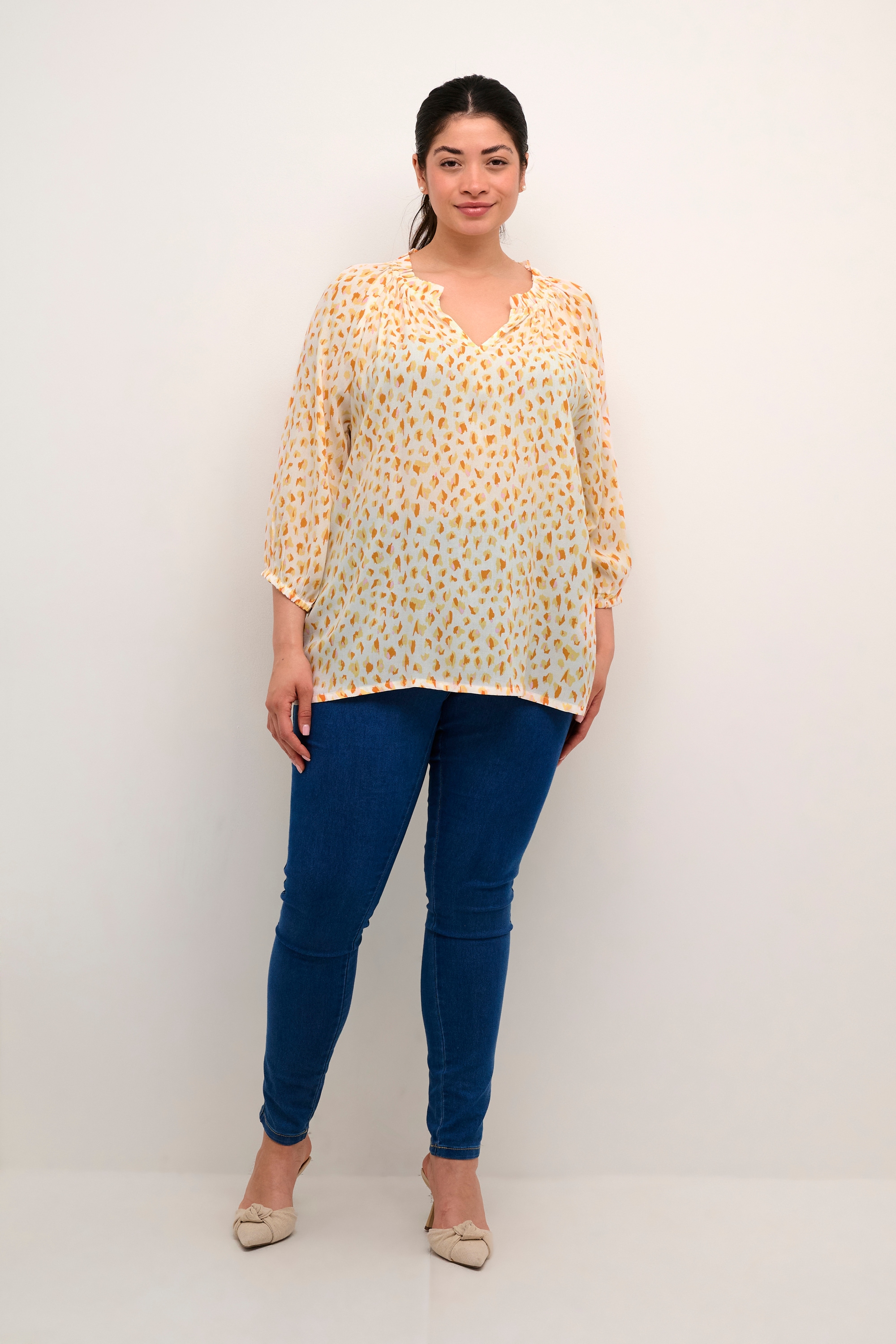 KAFFE Curve Langarmbluse »Damen Bluse langarm KCsigrida«