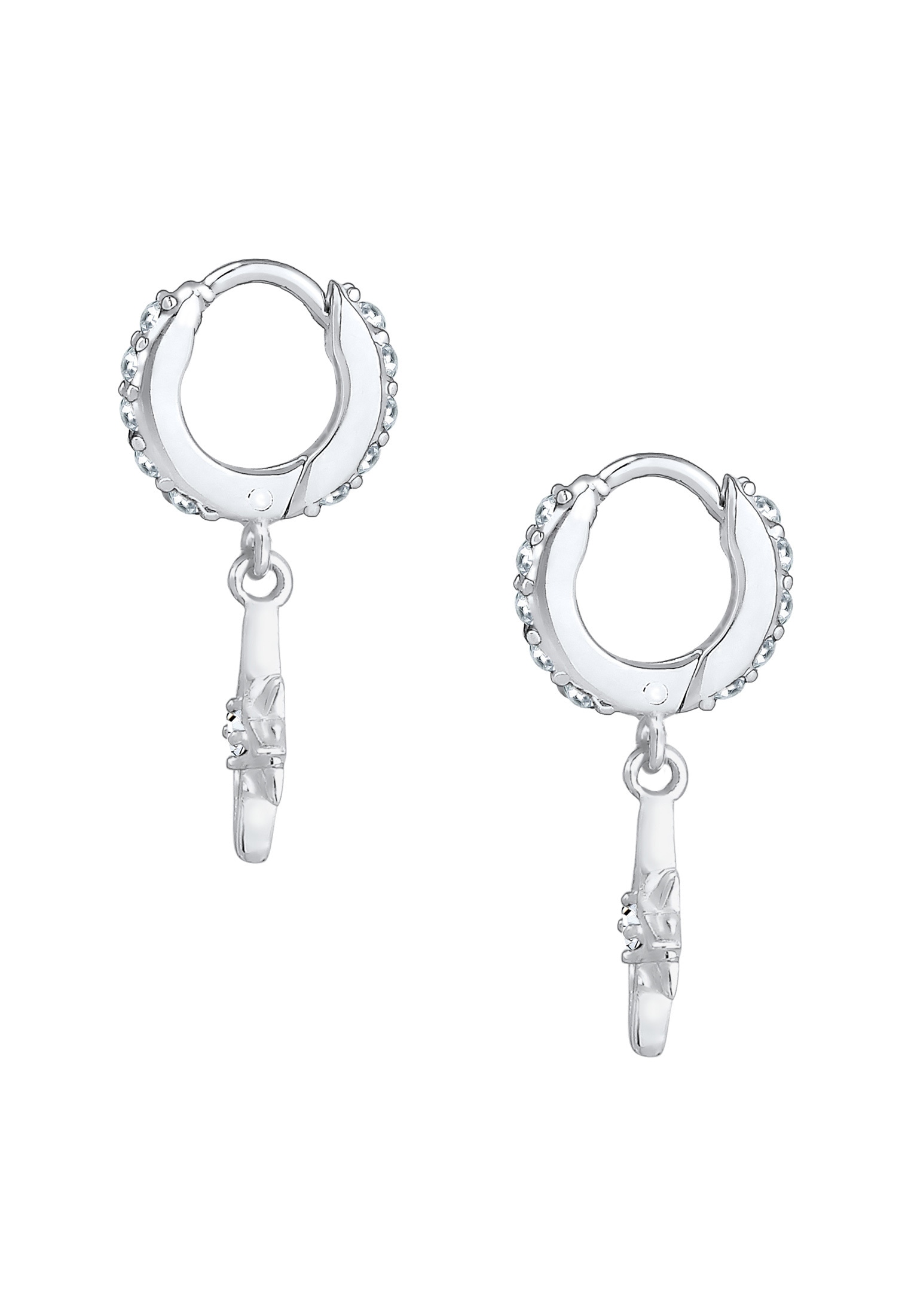 Elli Paar Creolen »Ohrringe Stern Weiß 925 Sterling Silber, mit Kristallen von Swarovski®«