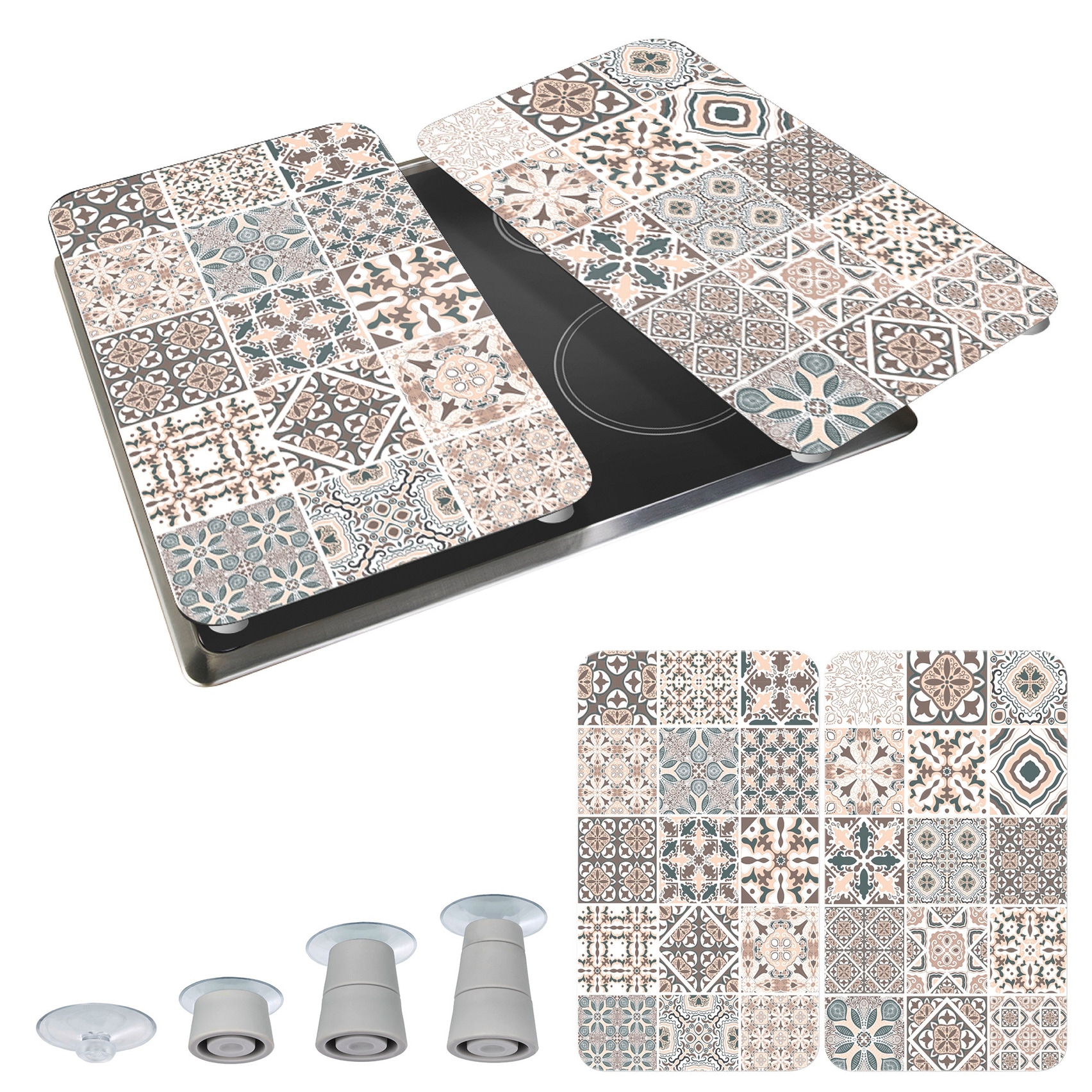 WENKO Herd-Abdeckplatte »Universal Modell Kachel« Herdabdeckung für alle Herdarten, kratzfest, mit rutschfesten Füßen