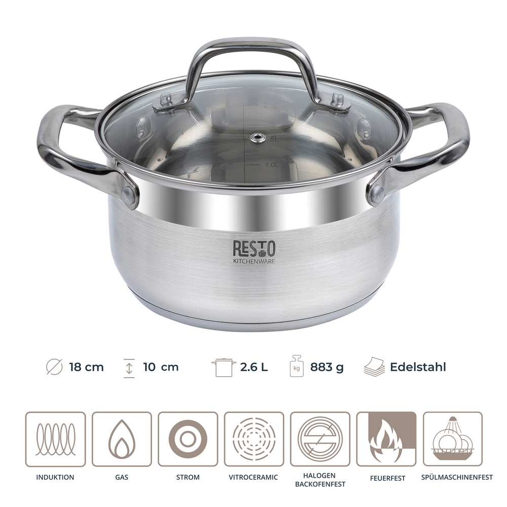 RESTO Kitchenware Kochtopf »Libra, Topf energiesparend und spülmaschinenfest« 1 tlg. Edelstahl 18/10