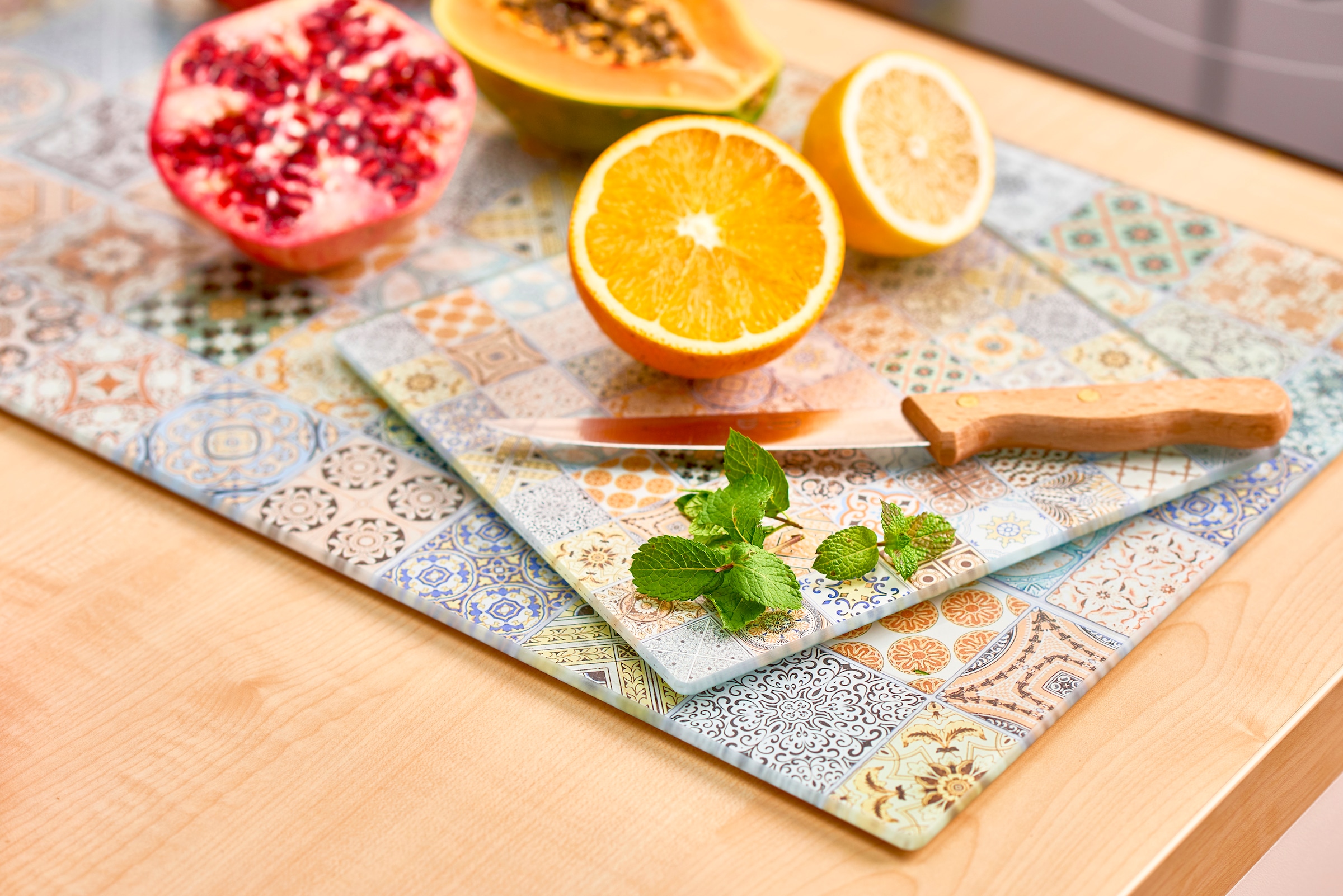 Zeller Present Schneide- und Abdeckplatte »Mosaik« nostalgisches Design