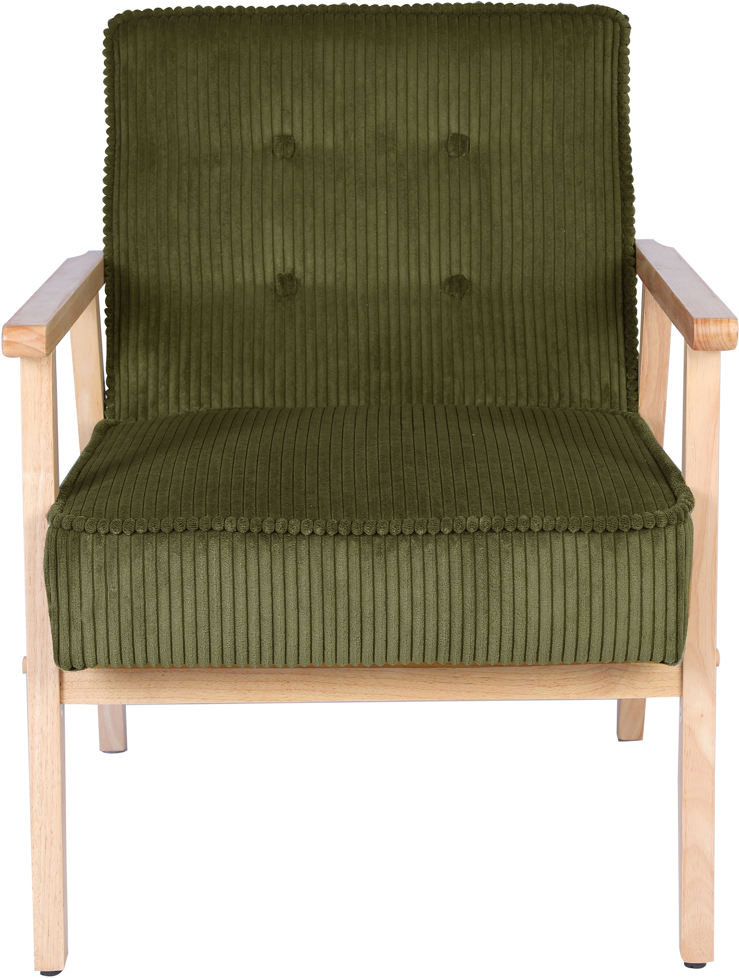 Home affaire Loungesessel »MENONRI mit Armlehnen aus Massivholz«, Relaxsessel, Lese-Sessel, Cocktailsessel in Cord und Webstoff