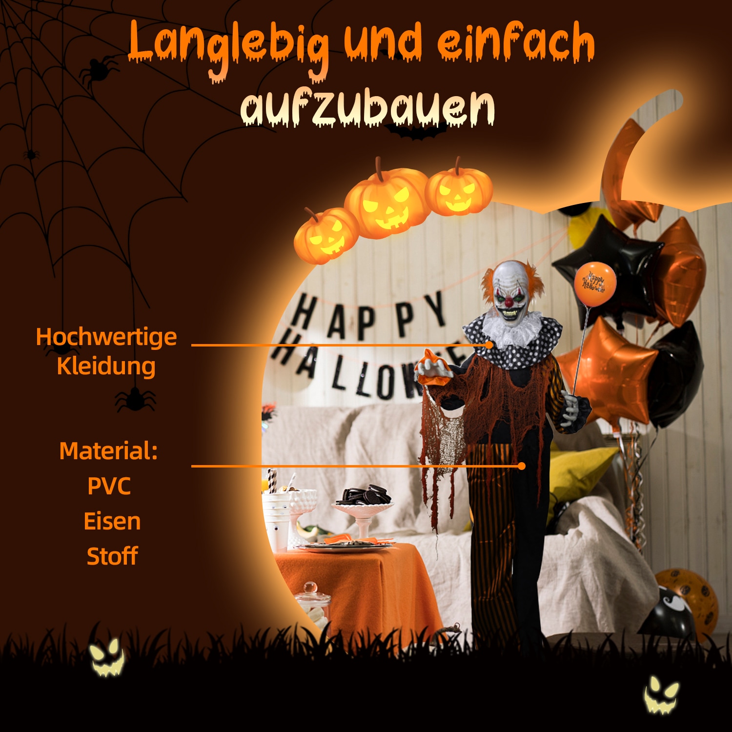 SHX Dekofigur »Stehender animierter Clown«, Bewegung, Soundeffekt