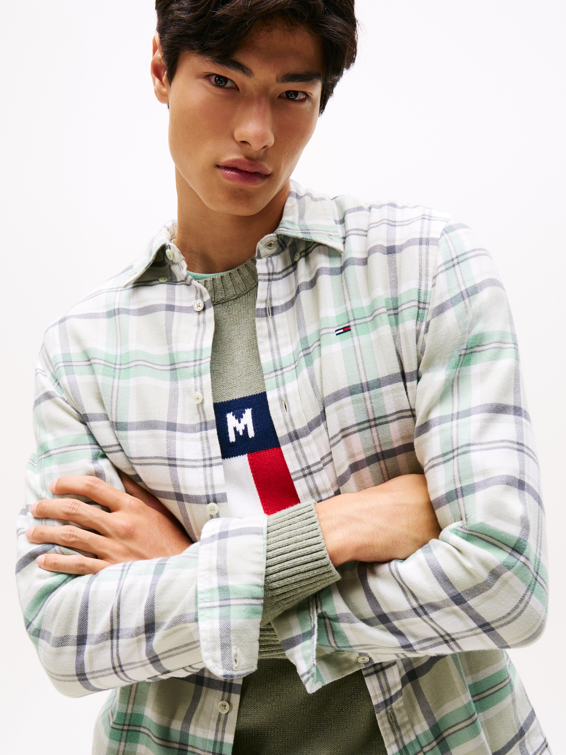 Tommy Jeans Flanellhemd »TJM REG FLANNEL CHECK SHIRT EXT«, kariert, regular fit, Langarmhemd, Button-down-Kragen