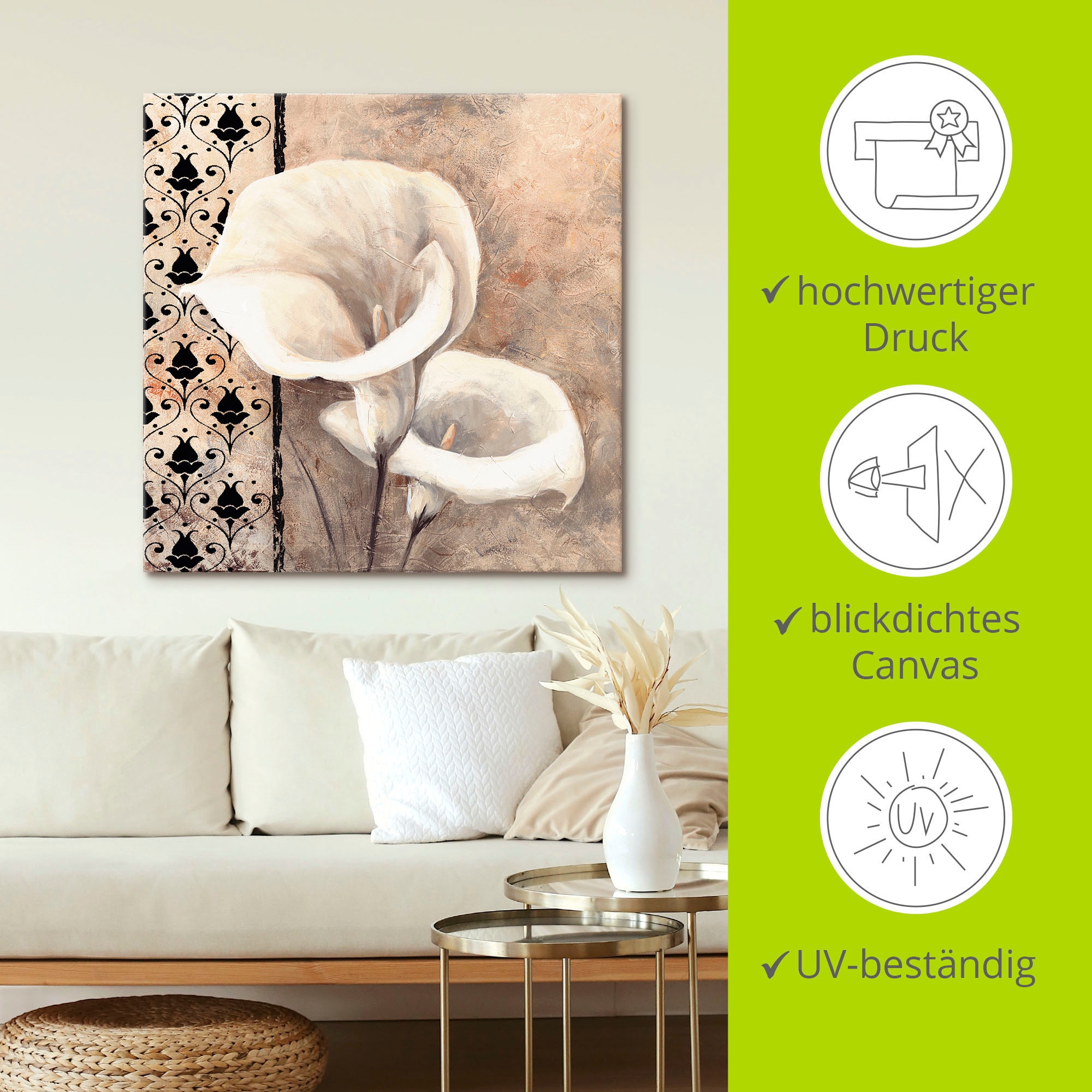 Artland Leinwandbild »Klassische Callas« Blumenbilder 1 Stk. tlg. als Alubild, Outdoorbild, Leinwandbild, Poster in verschied. Größen