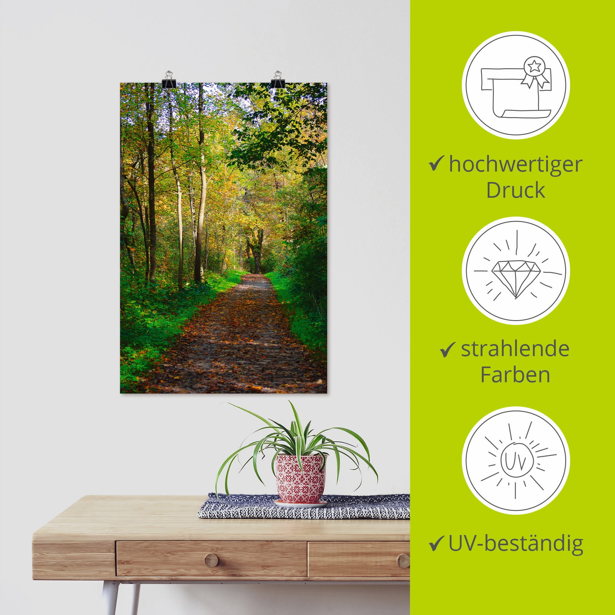 Artland Wandbild »Weg im Herbst Wald«, Wald, (1 St.), als Poster, Wandaufkleber in verschied. Größen