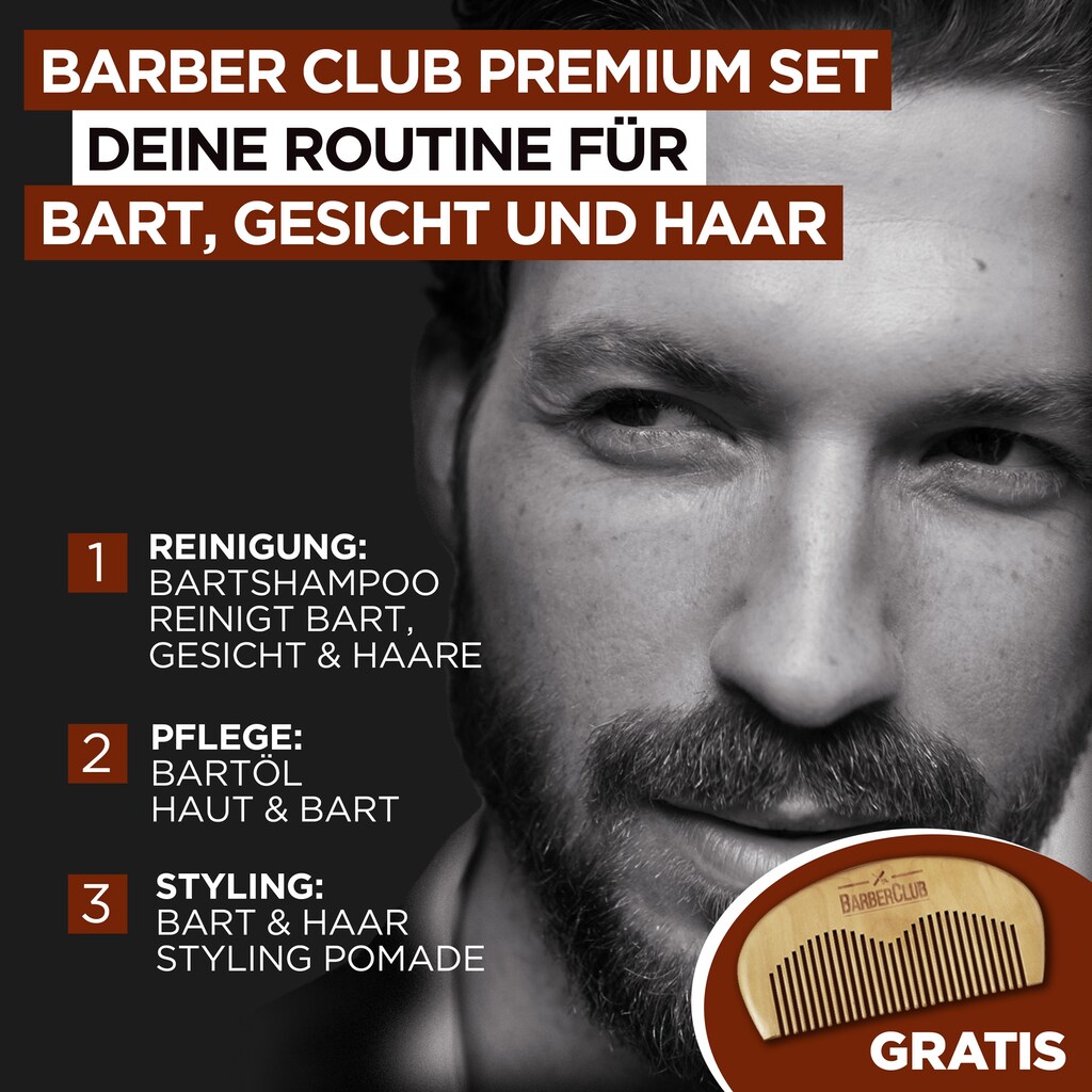 L'ORÉAL PARIS MEN EXPERT Bartpflege-Set »Barber Club Premium«, (5 tlg.), die ganze Bartpflegeroutine im coolen Jutebeutel