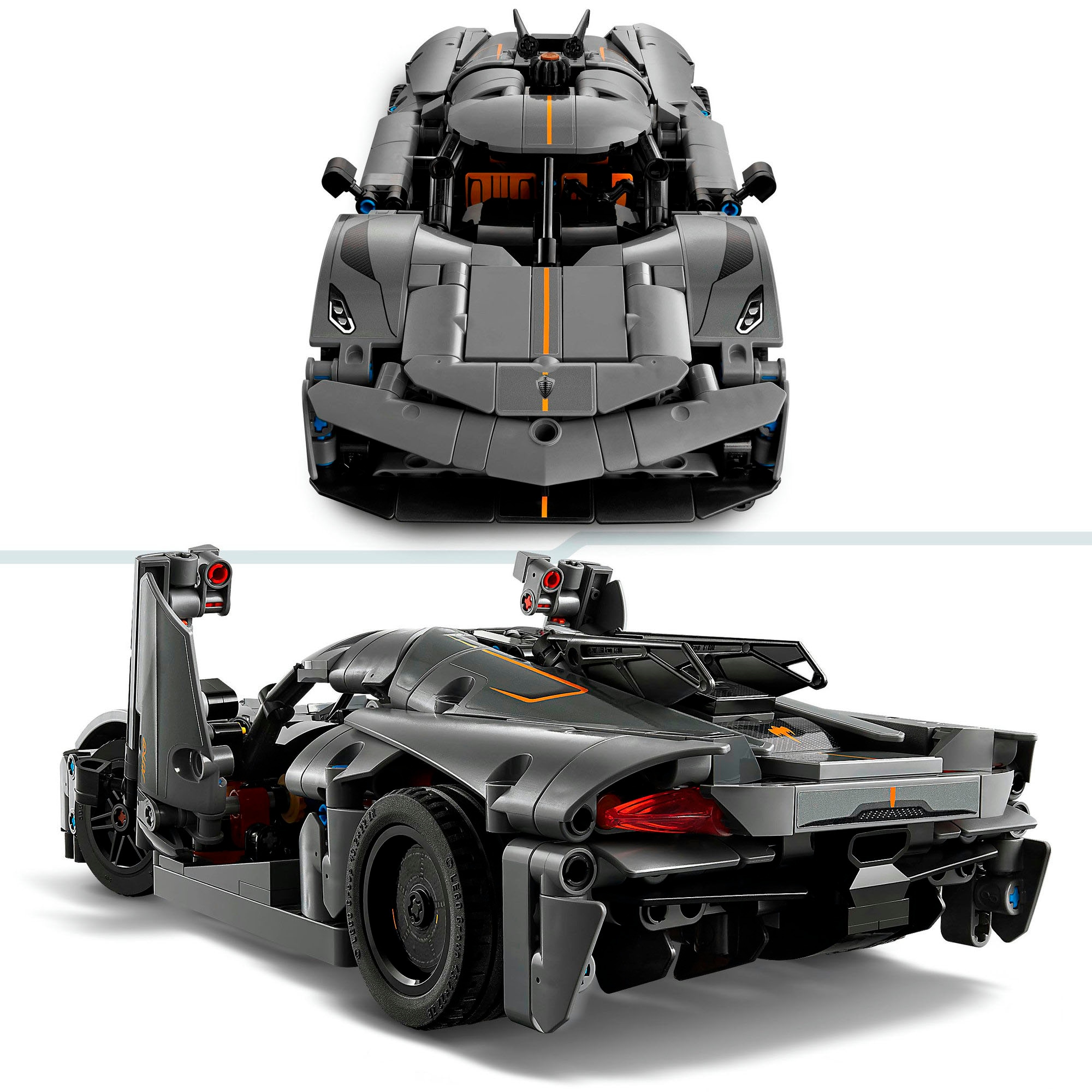 LEGO® Konstruktionsspielsteine »Koenigsegg Jesko Absolut Supersportwagen in Grau (42173), LEGO Technic«, (801 St.), Made in Europe
