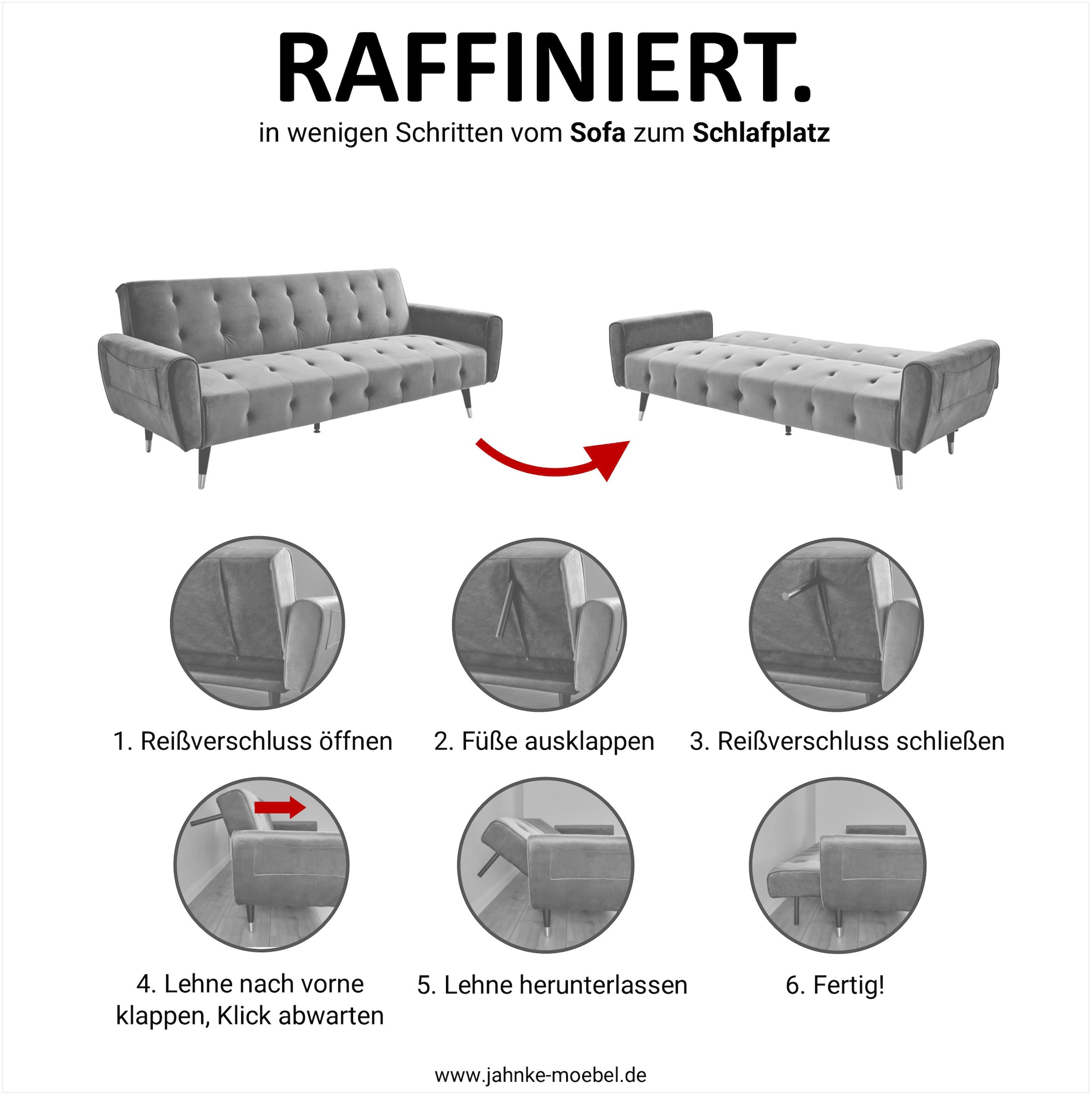 Jahnke 3-Sitzer »CHILLAX DREAM« mit Schlaffunktion, Seitentasche, Breite 213 cm