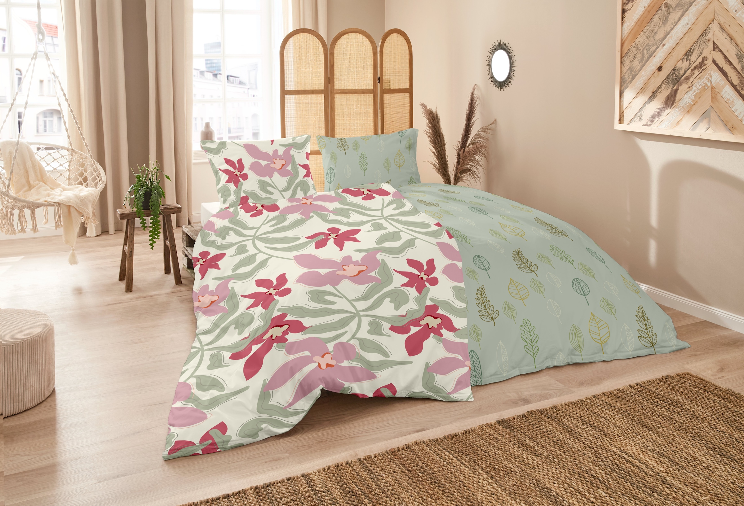 Primera Bettwäsche »Biber-Bettwäsche Matisse« 2 Stk. mit verspieltem Blumenmuster