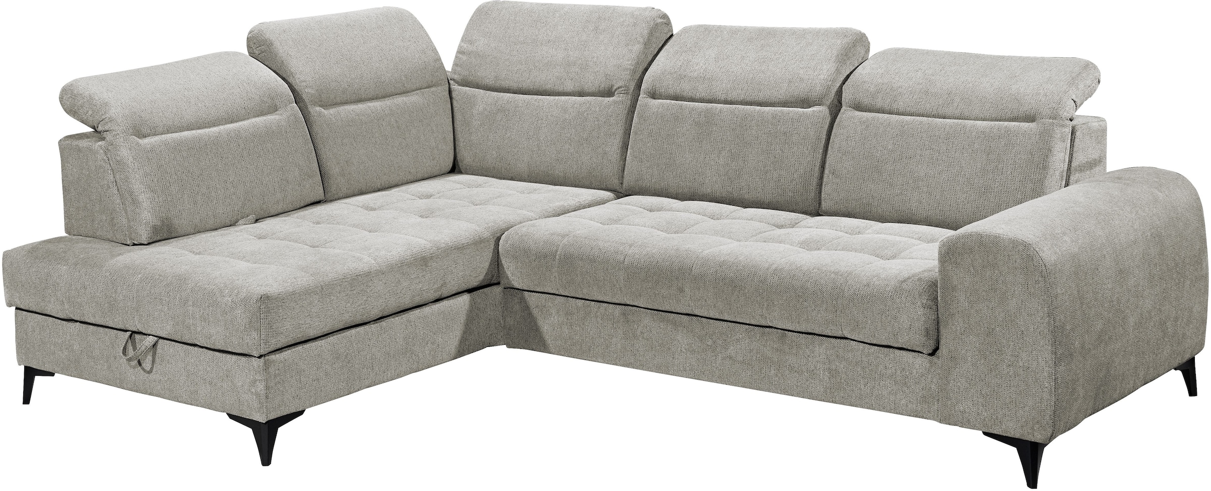 ED EXCITING DESIGN Ecksofa »Rockdale L-Form mit Bettfunktion, Bettkasten« Kopfteilverstellung, Sitztiefenverstellung & USB-Port