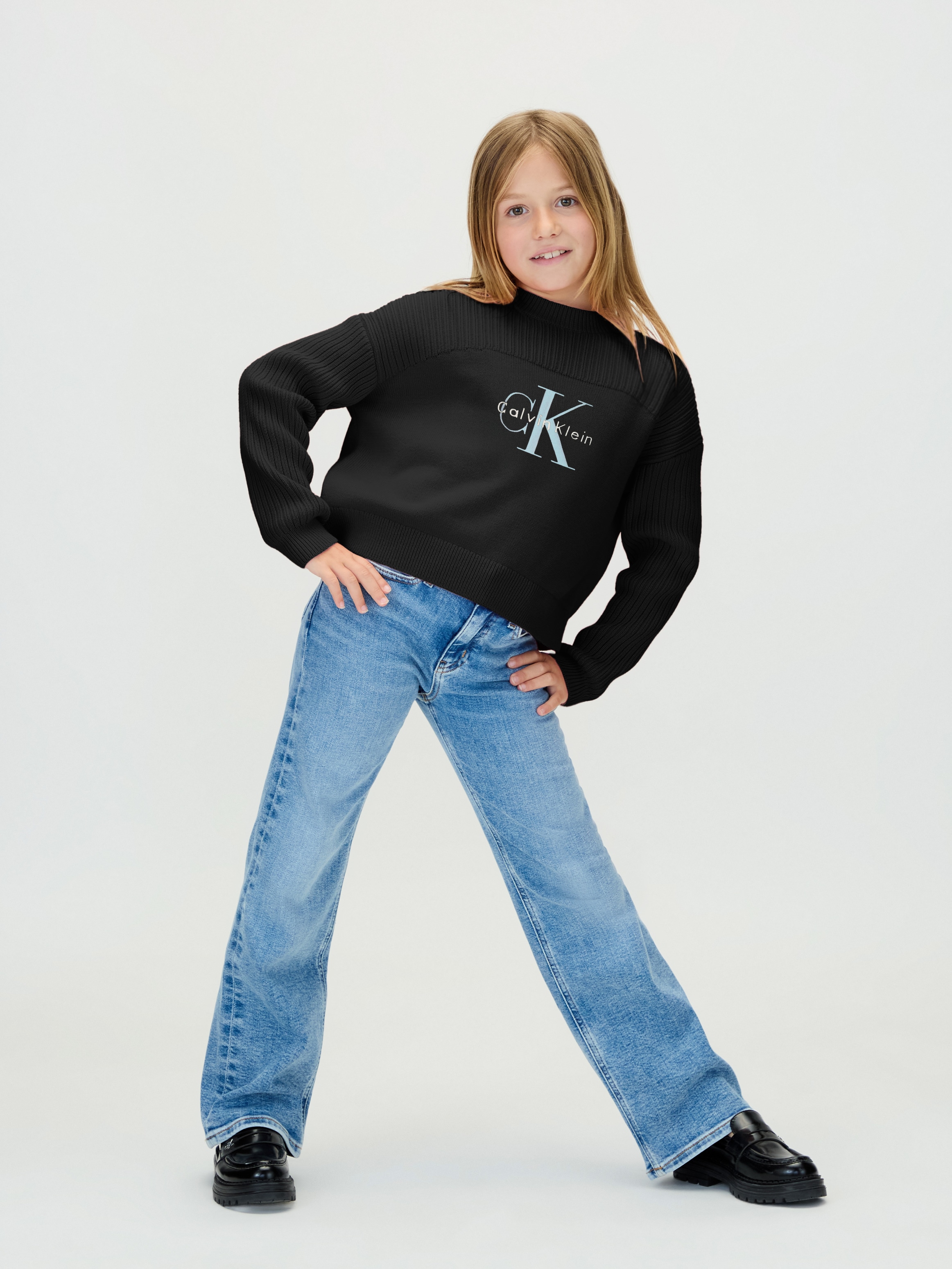Calvin Klein Jeans Strickpullover »MONOLOGO CN SWEATER«, für Kinder bis 16 Jahre, Logo-Stickerei