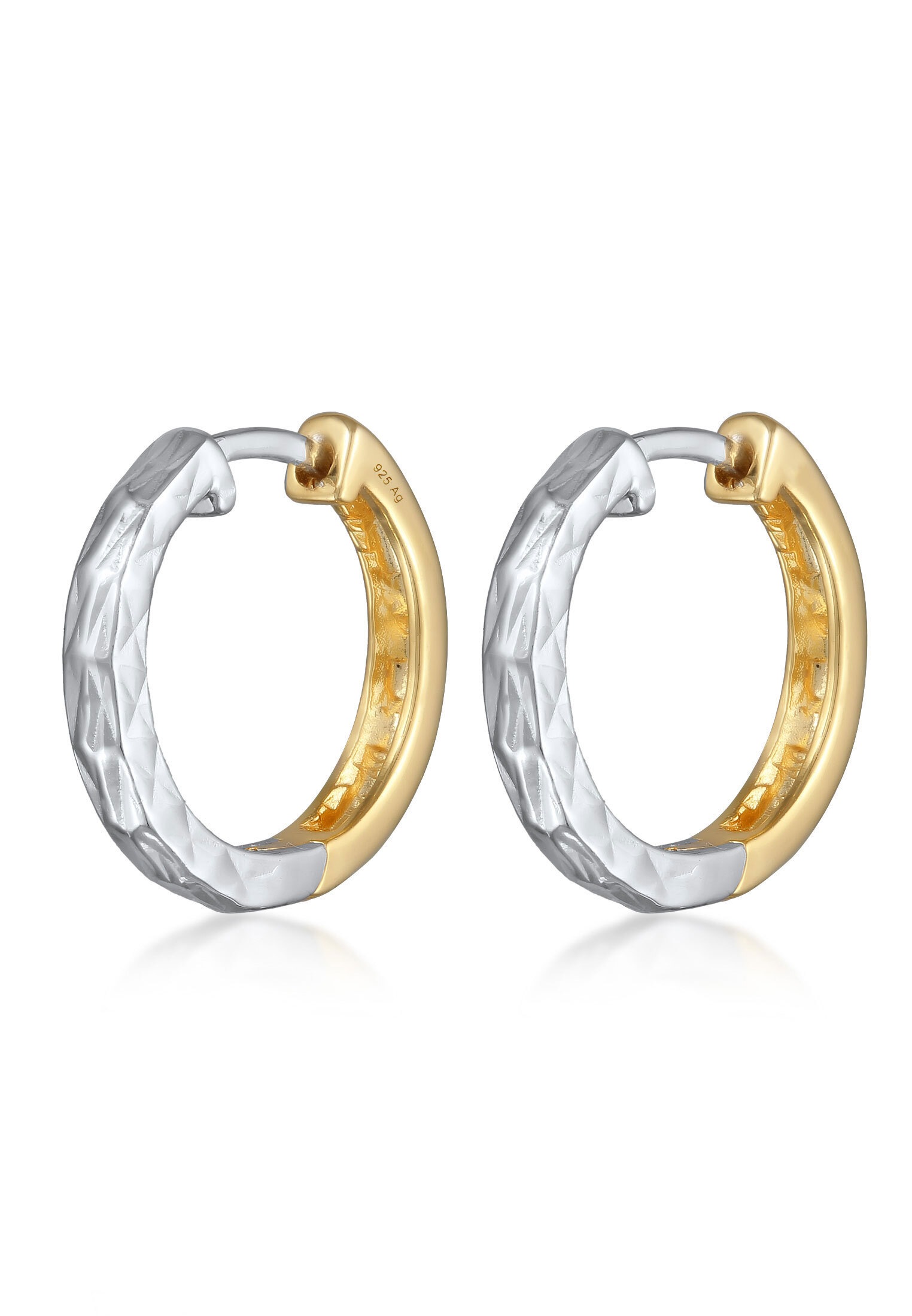 Elli Paar Creolen »Ohrringe Creolen Struktur Bicolor 925 Sterling Silber«