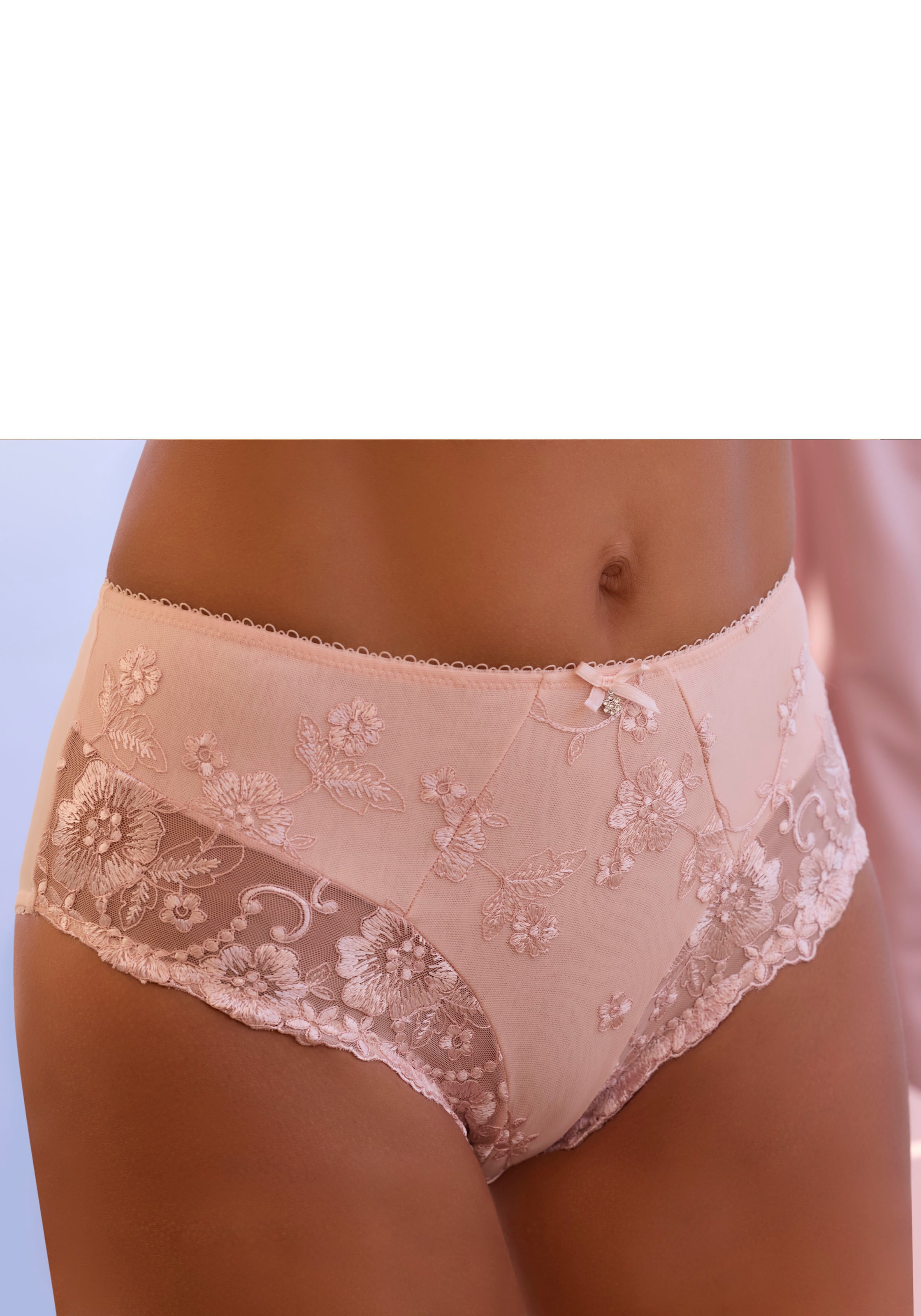 LASCANA Slip »Wanda«, in abdeckender Schnittform und Stickerei Spitze