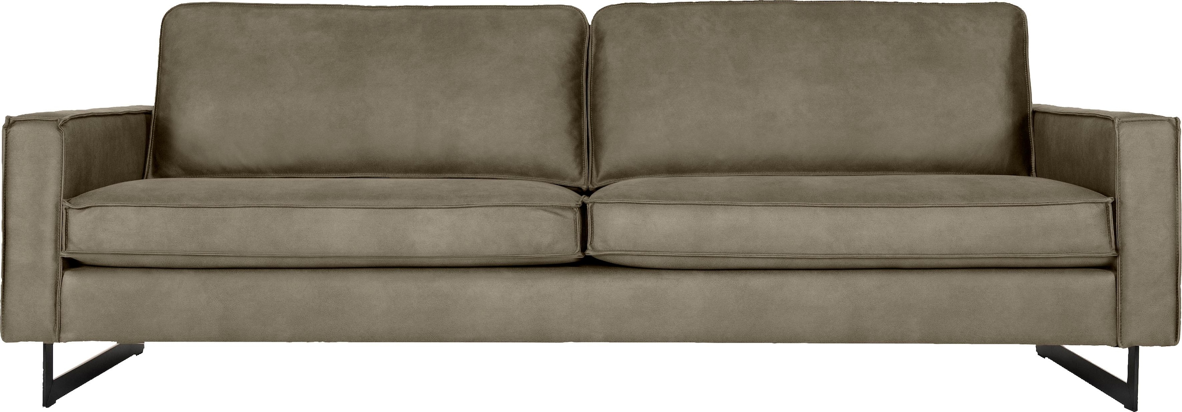 Places of Style 3-Sitzer »Maxi-Ausführung Pinto, 236 cm, Cord, Chenille, Lederoptik«, mit Keder, schwarze Metallfüße, Wellenunterfederung