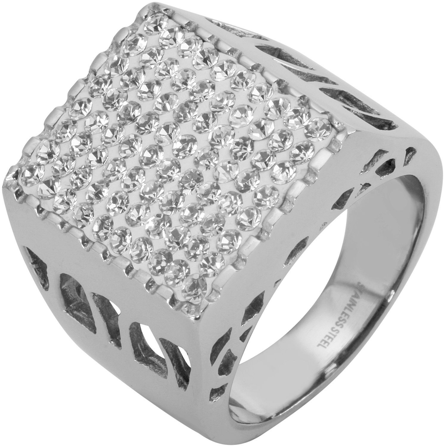 Adelia´s Fingerring »Herren Ring aus Edelstahl mit Strass«