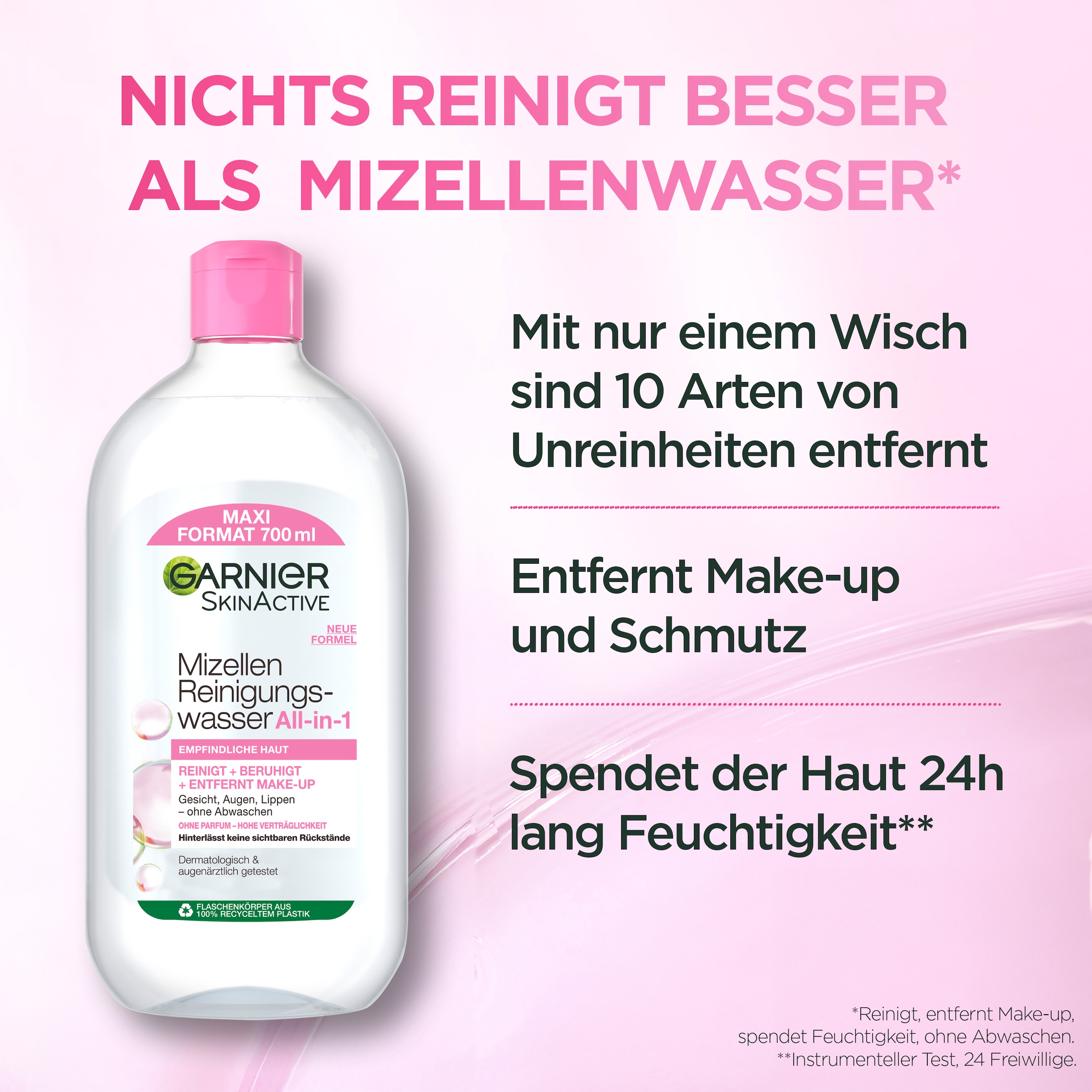 GARNIER Gesichtswasser »GARNIER SKIN ACTIVE MIZELLEN REINIGUNGSWASSER ALL-IN-1« mit Mizellen-Technologie, parfümfrei