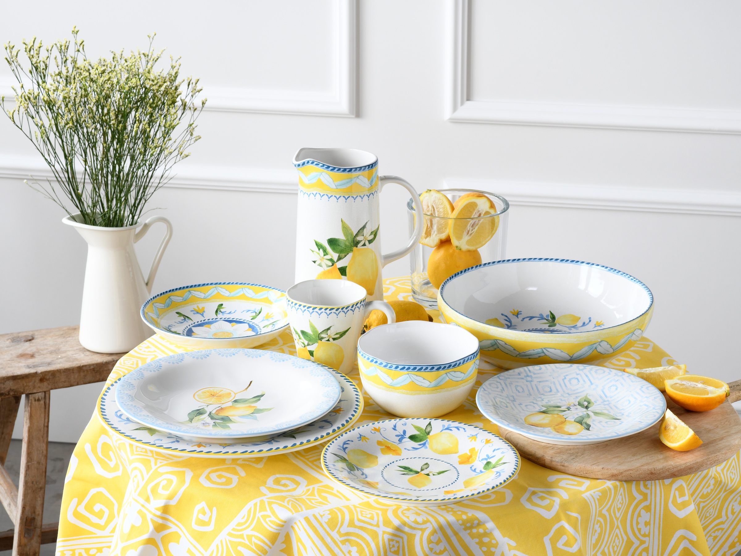CreaTable Teller-Set »Lemona, Teller Set 12-tlg« Handgemalte italienische Keramik