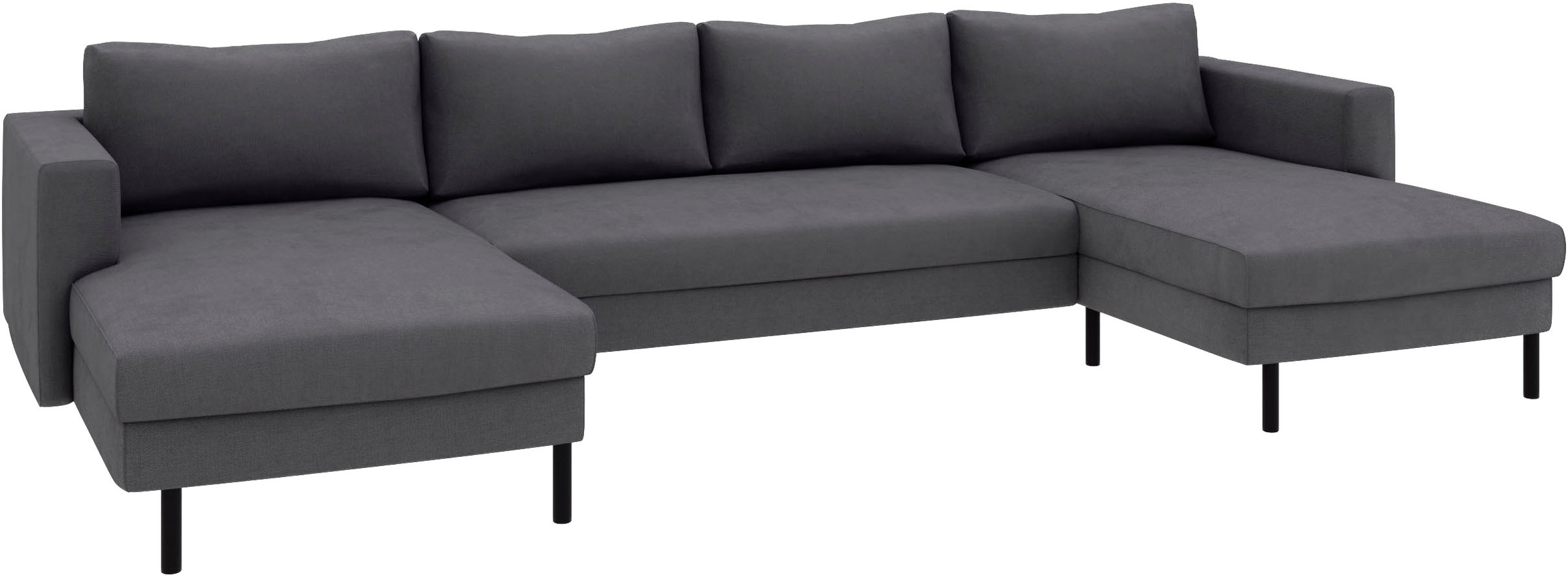 TRENDMANUFAKTUR Wohnlandschaft »Amazing II, wahlw. mit Schlaffunktion & Bettkasten, Fuß schwarz« Sofa in U-Form, in Cord, Struktur LEO o. Struktur LINO, Breite 305 cm