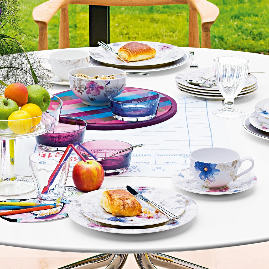 Villeroy & Boch Tafelservice »Mariefleur Gris Basic«, (Set, 12 tlg., 6x Speiseteller 27cm, 6x Suppenteller 23cm), Made in Germany, Fine China Porzellan