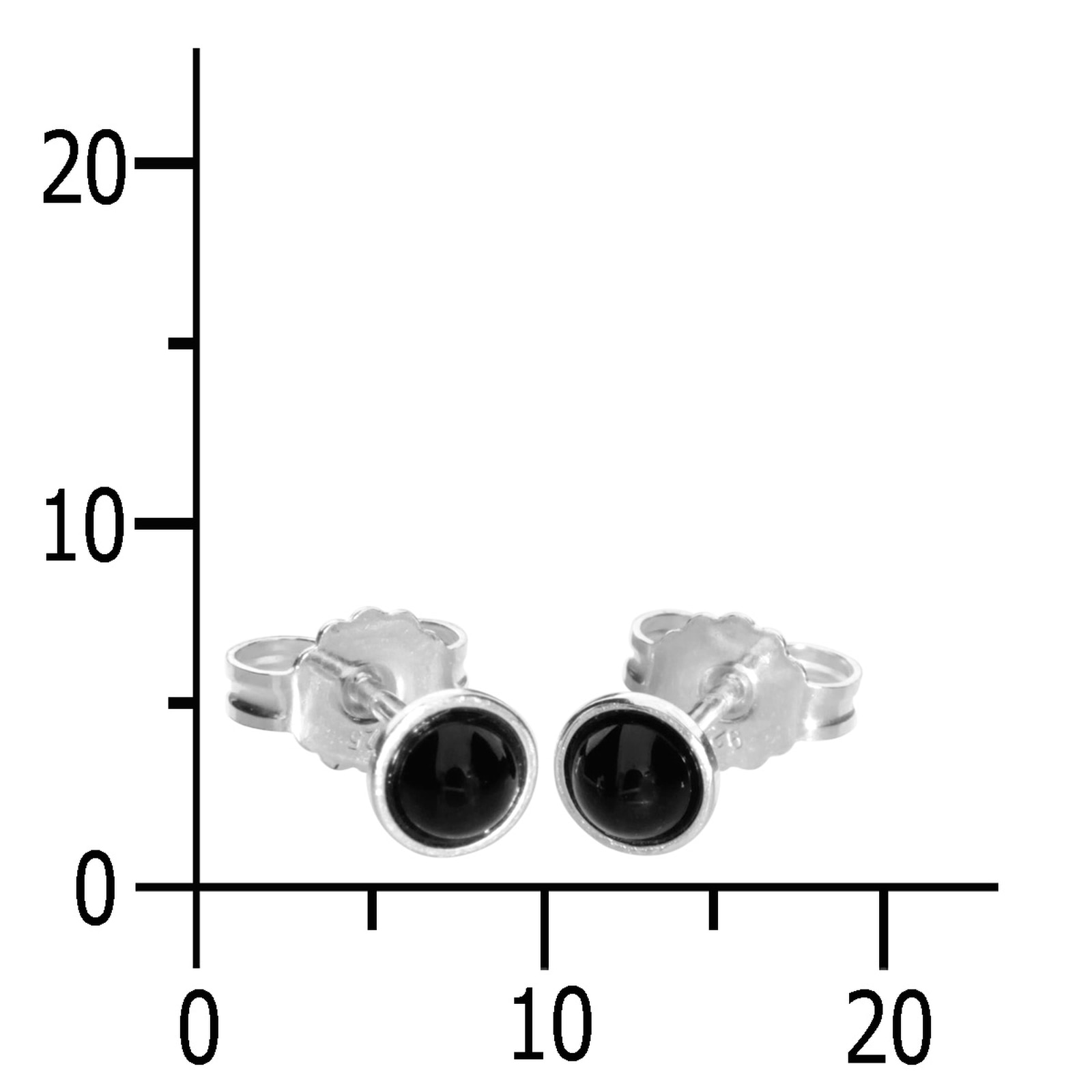 OSTSEE-SCHMUCK Paar Ohrstecker »- Classic 4 mm - Silber 925/000 - Onyx«