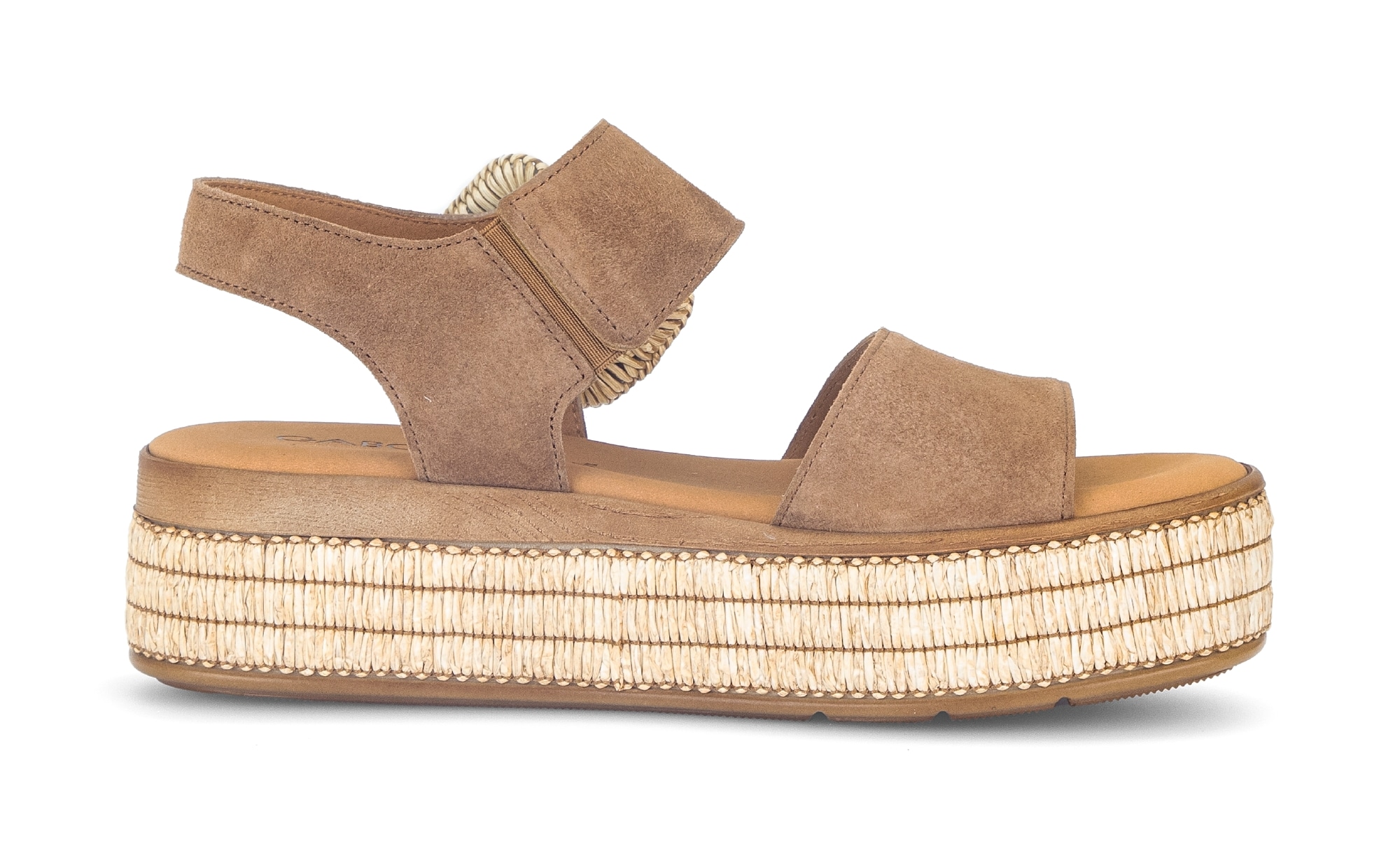 Gabor Keilsandalette  Plateau, Sandale, Sommerschuh mit dekorativer Zierschnalle aus Bast