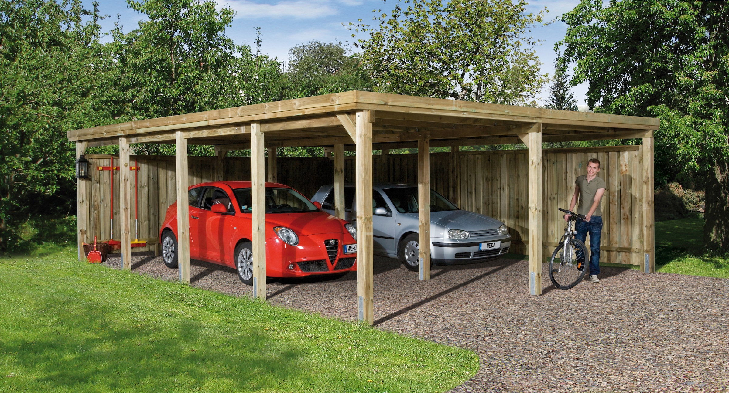 Weka Doppelcarport »Gr. 3« Holz 270 cm braun in braun, Größe B/H/T: 215 cm x