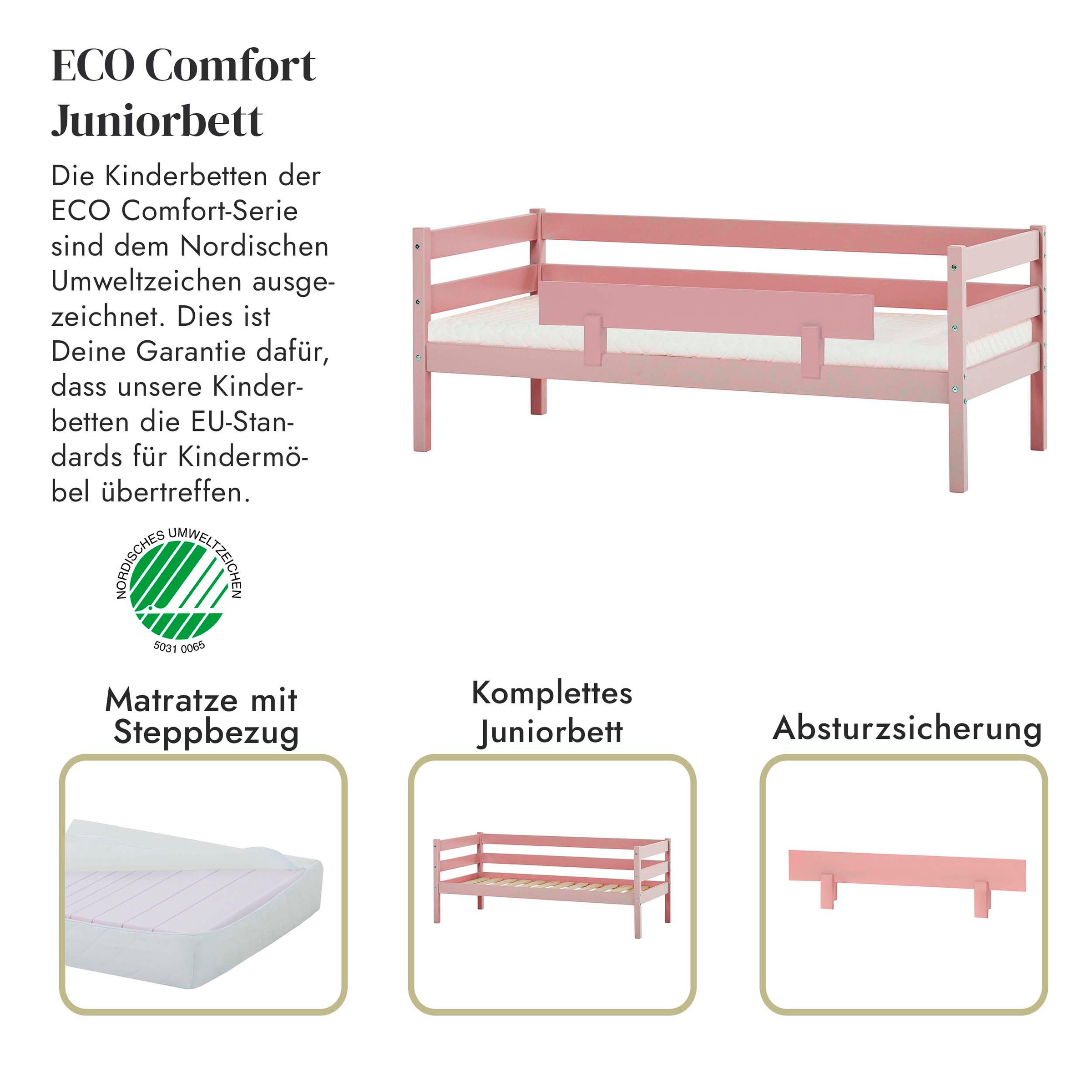 Hoppekids Einzelbett »ECO Comfort Kinderbett, Kiefer Massivholz, Jugendbett inkl. Rollrost«, 70x160 cm, wahlweise in verschieden Farben/ Matratze/ Absturzsicherung