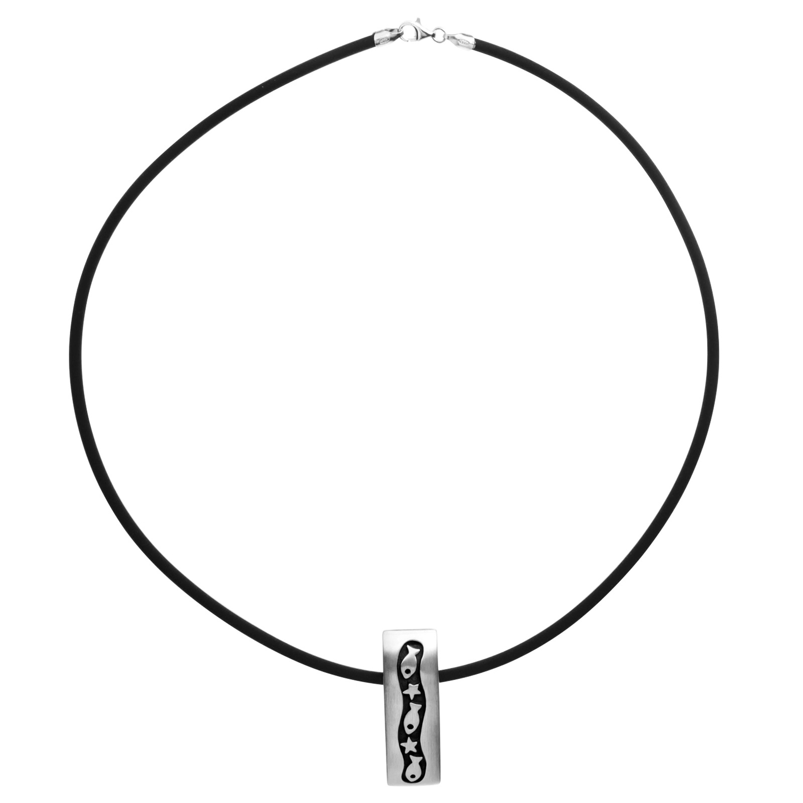 OSTSEE-SCHMUCK Kette mit Anhänger »- Fisch & Stern - Kautschukreif - Silber 925/000 -,«