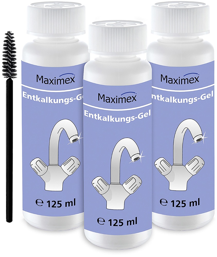 Maximex Reinigungs-Set »Entkalkungsgel mit Bürste«, für Armaturen, Duschköpfe, Glaskeramikfelder, je 125 ml, Zitrusduft