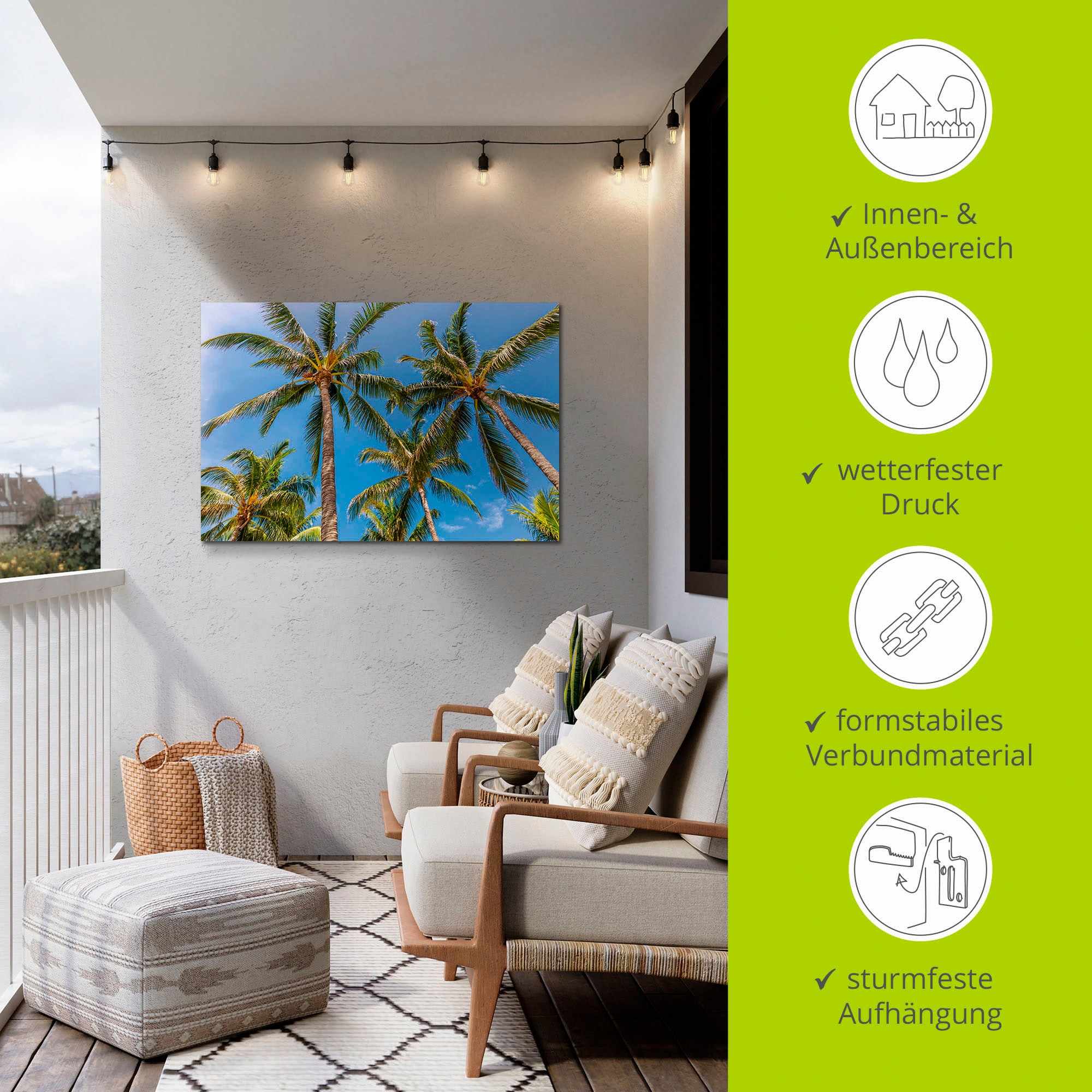 Artland Wandbild »Palmen am Strand«, Strandbilder, (1 St.), als Alubild, Outdoorbild in verschied. Größen