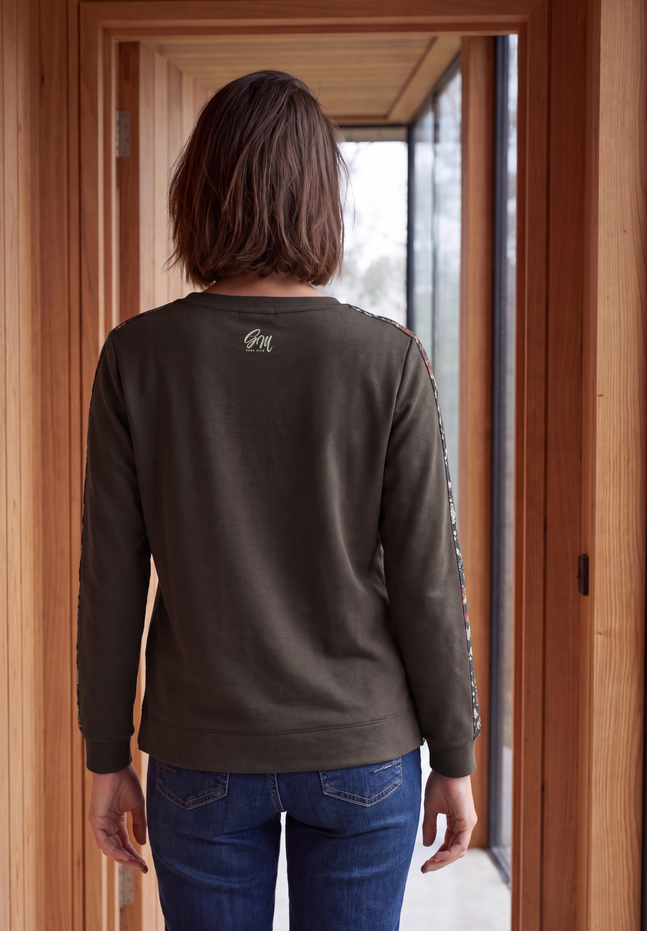 Cecil Langarmshirt mit Boat Neck und Print-Tape