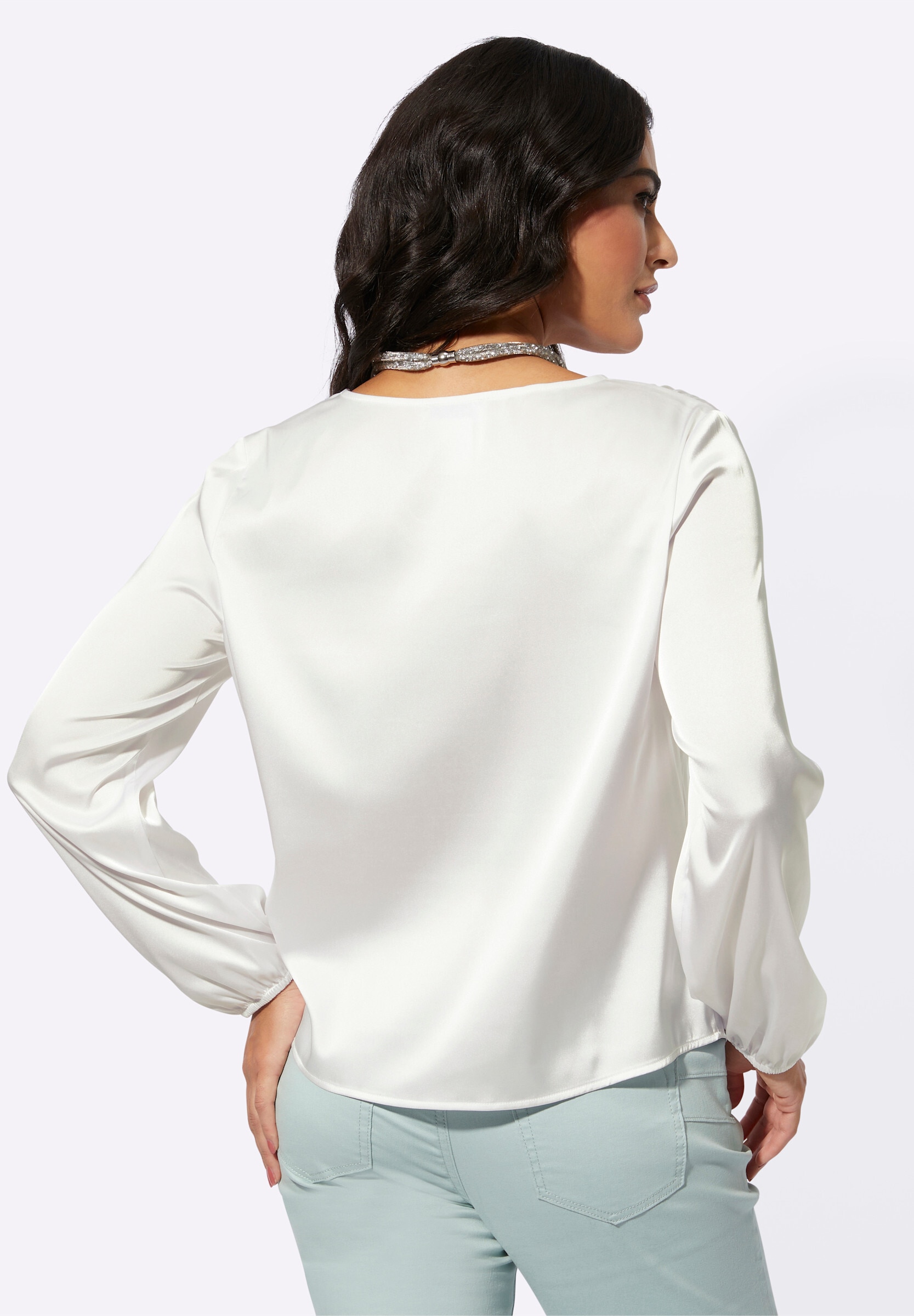 creation L Schlupfbluse »Satin-Bluse Satinbluse mit Zier-Knopfleiste«