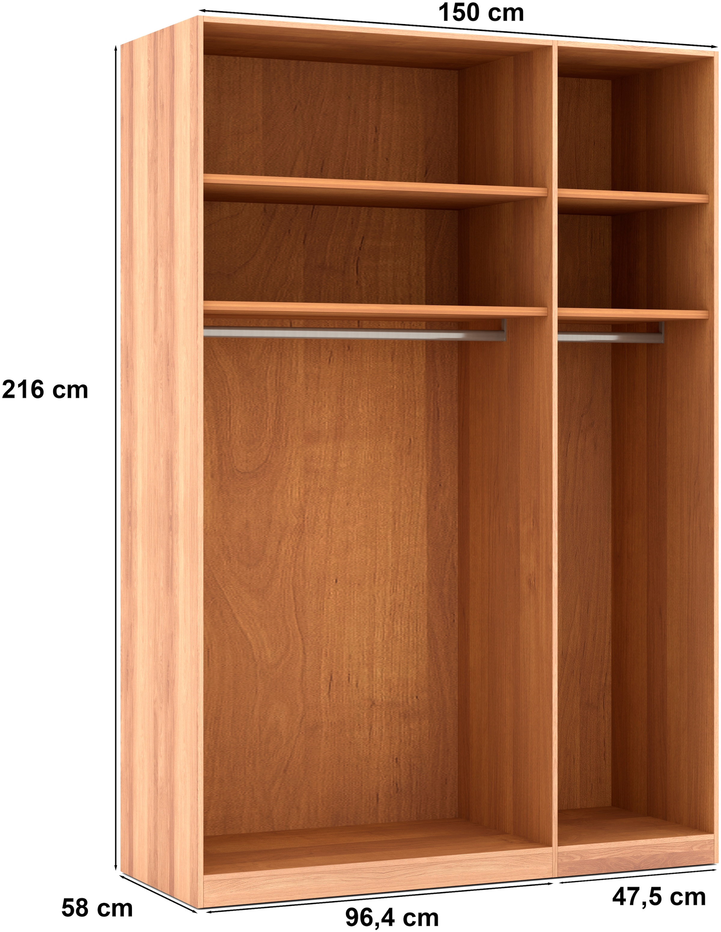 Musterring Drehtürenschrank »Sorrent, Kleiderschrank, teilmassiv Eiche«, (mit Türdämpfern, in 5 Breiten & 2 Höhen, extra Böden, MADE IN GERMANY), Türen in Eiche massiv mit Absetzung in Schiefer, verschiedene Maße