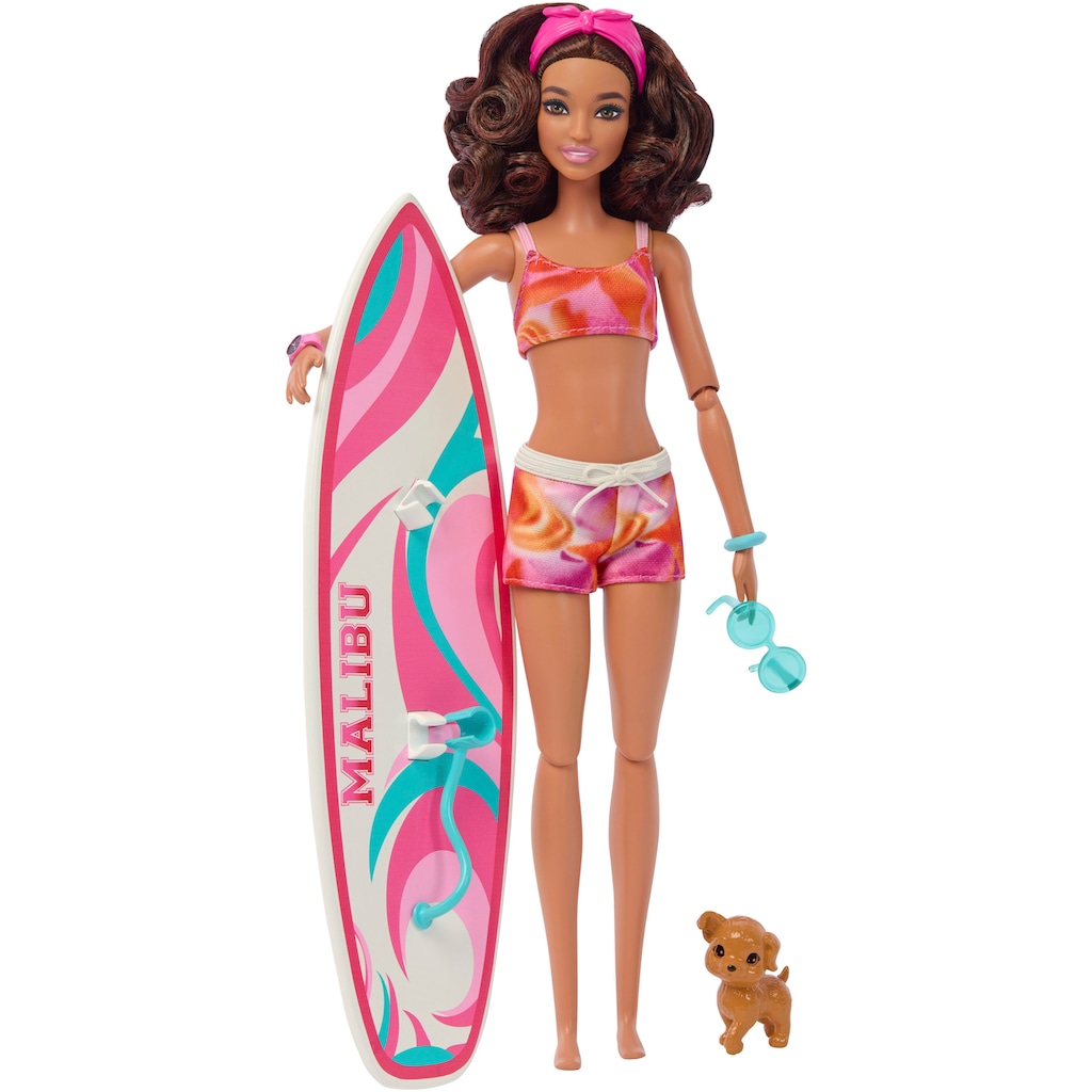 Barbie Anziehpuppe »mit Surfbrett und Hündchen«