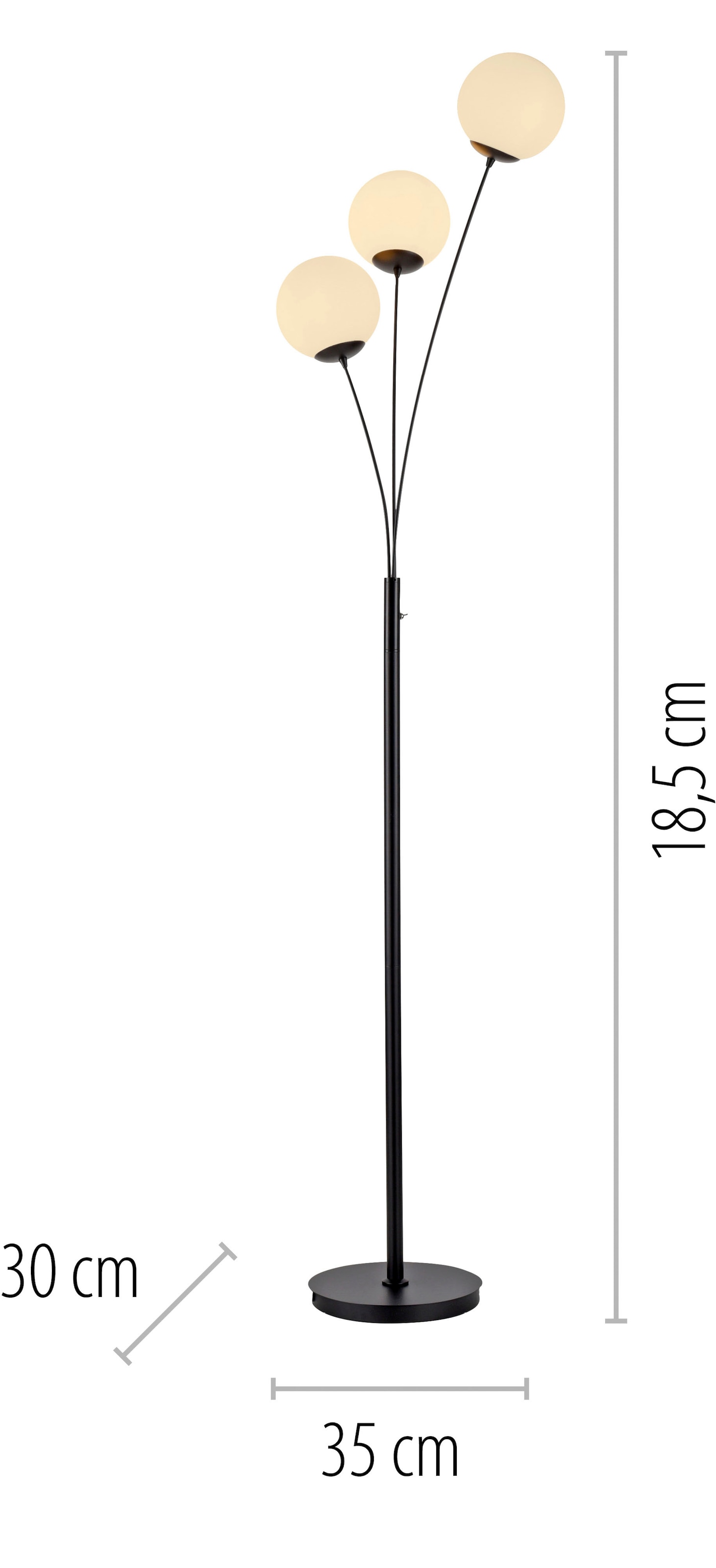 andas Stehlampe »Nymölla«, 3 flammig, Leuchtmittel E14 | ohne Leuchtmittel, Stehleuchte mit großen Glaskugeln amberfarben oder opal matt weiß